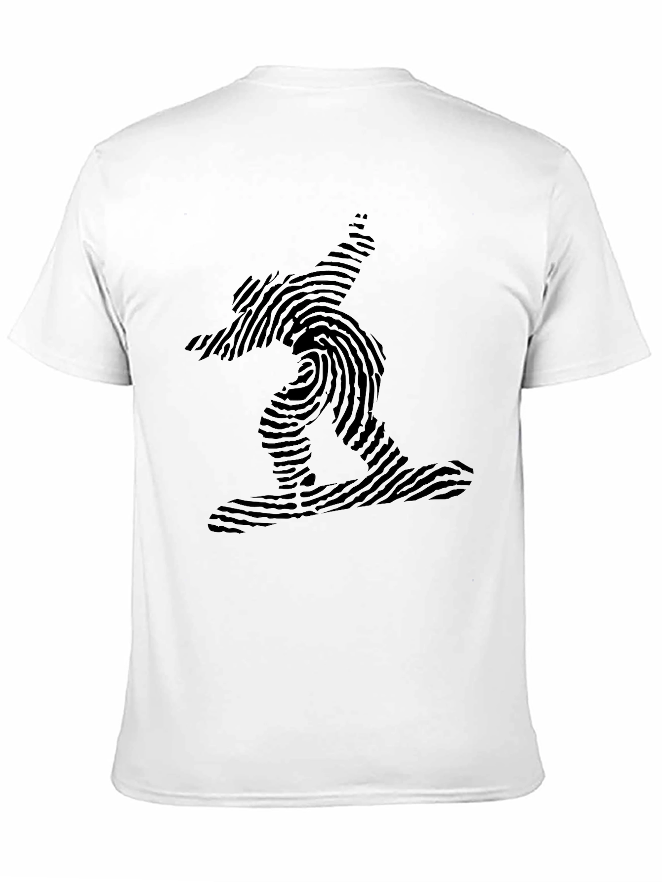 Fingerprint Snowboarder Black T-Shirt