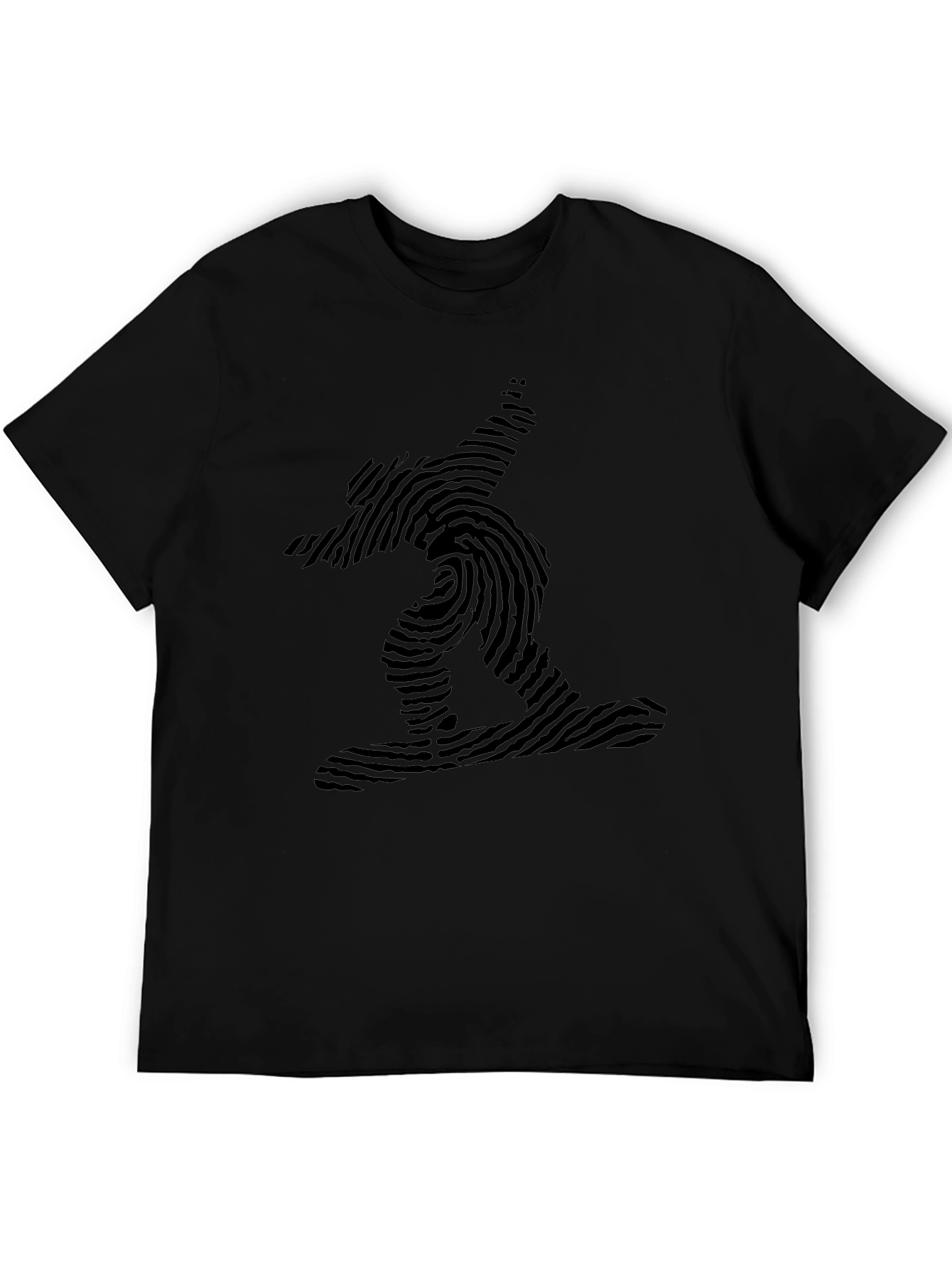 Fingerprint Snowboarder Black T-Shirt