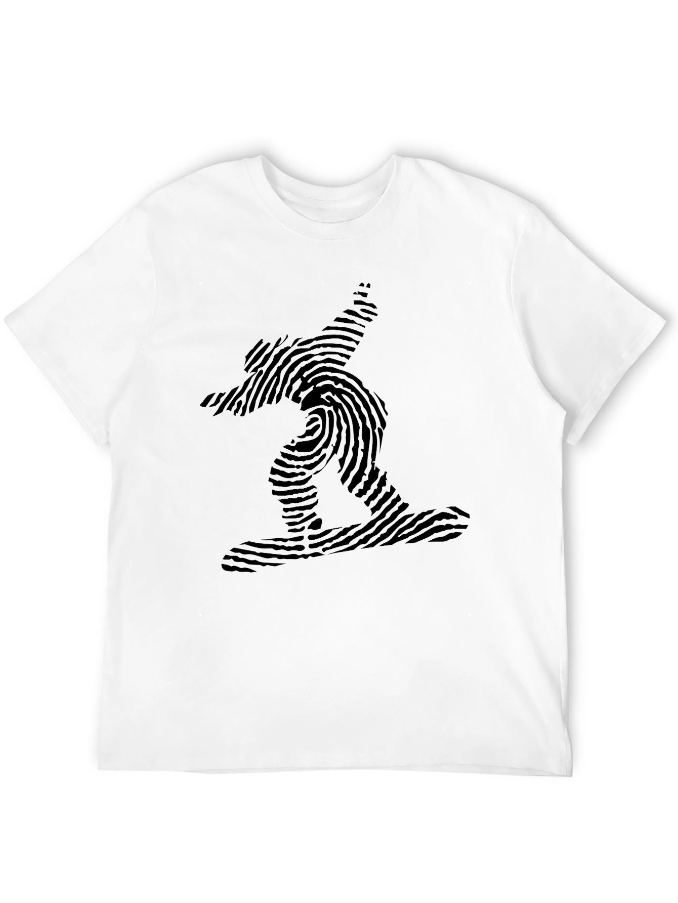 Fingerprint Snowboarder Black T-Shirt