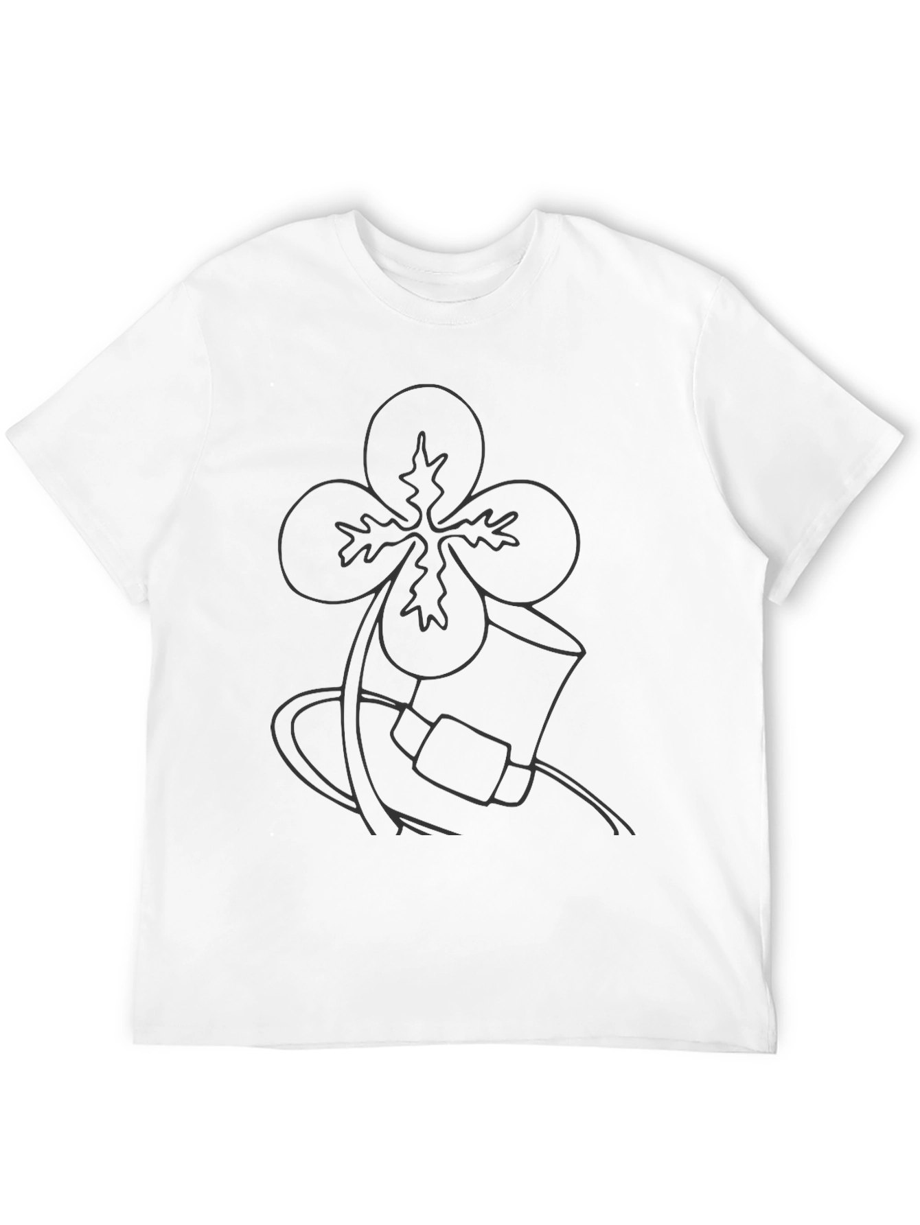 Mens Black T-Shirt with Shamrock and Hat Graphic
