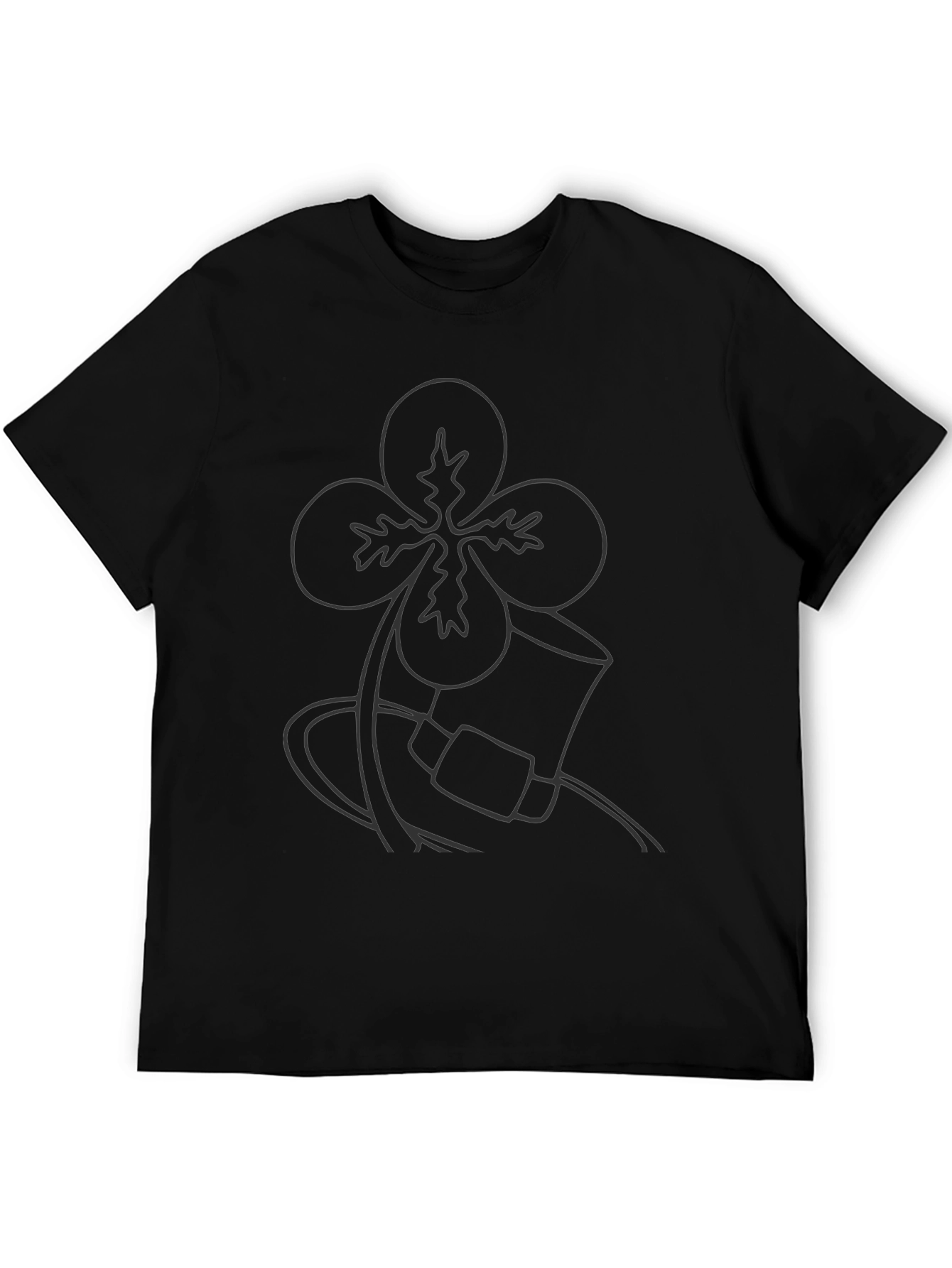 Mens Black T-Shirt with Shamrock and Hat Graphic