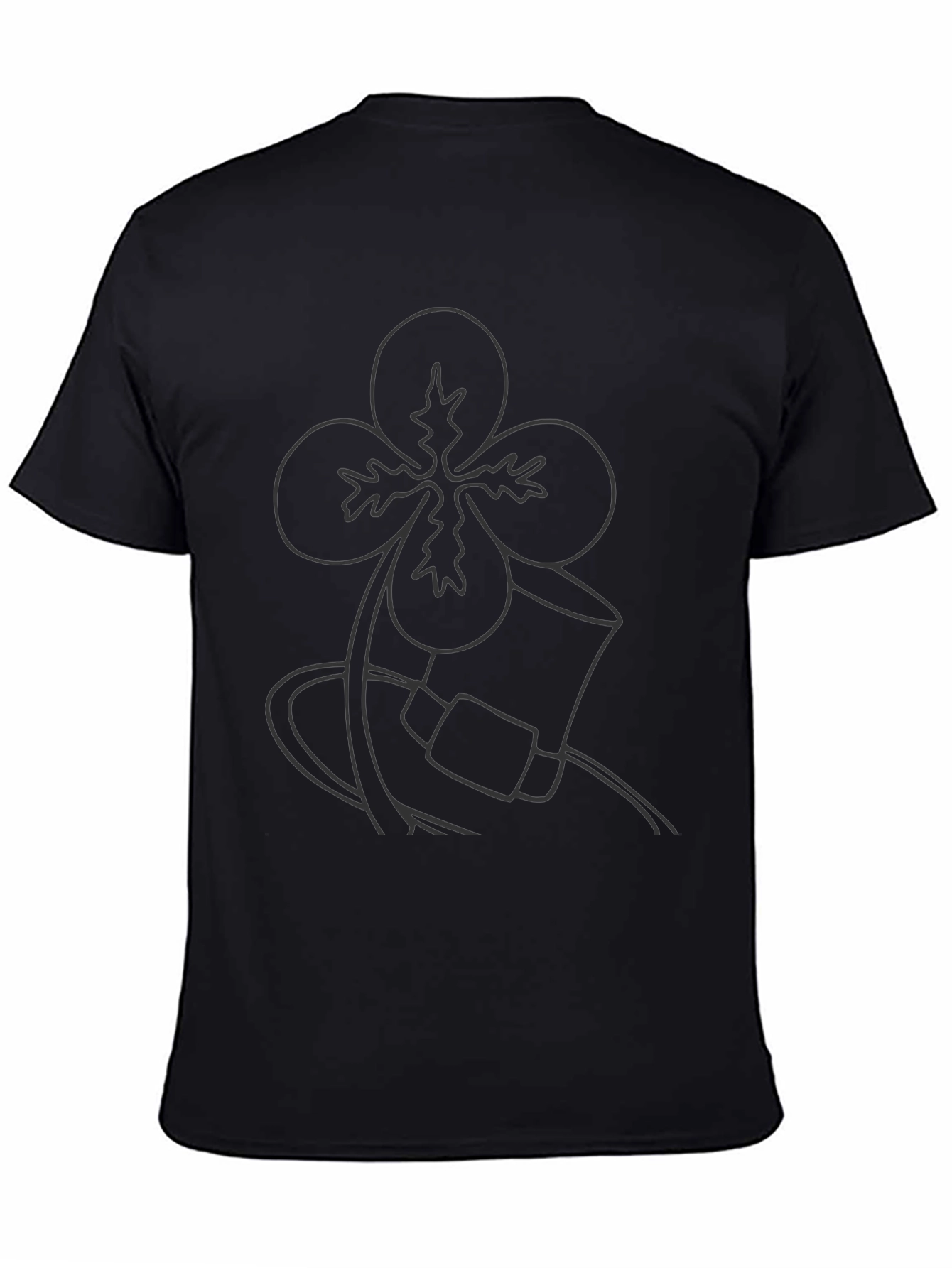 Mens Black T-Shirt with Shamrock and Hat Graphic