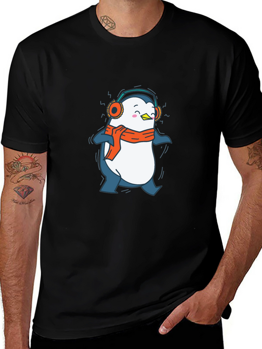 Penguin Headphones Graphic Tee - Black