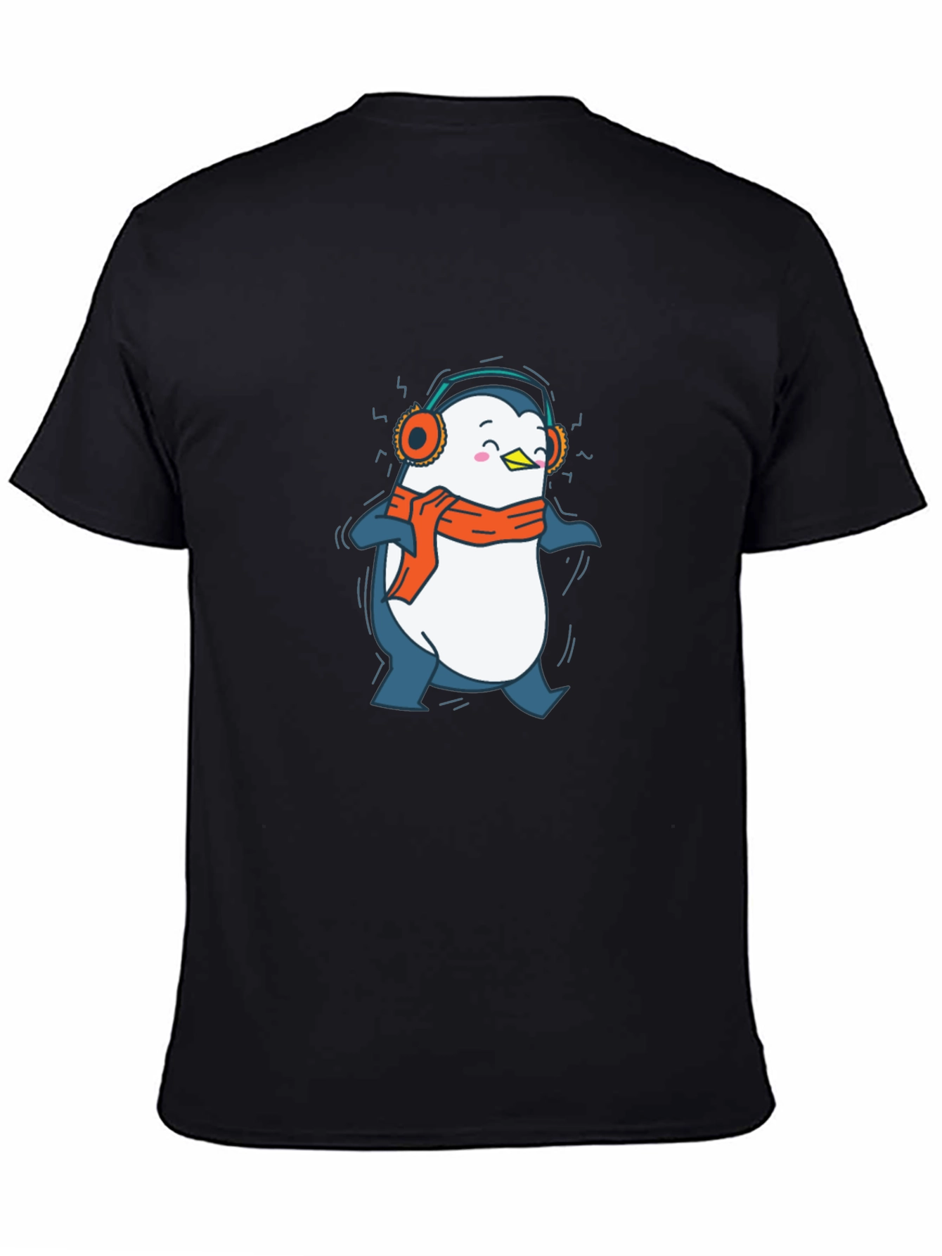 Penguin Headphones Graphic Tee - Black