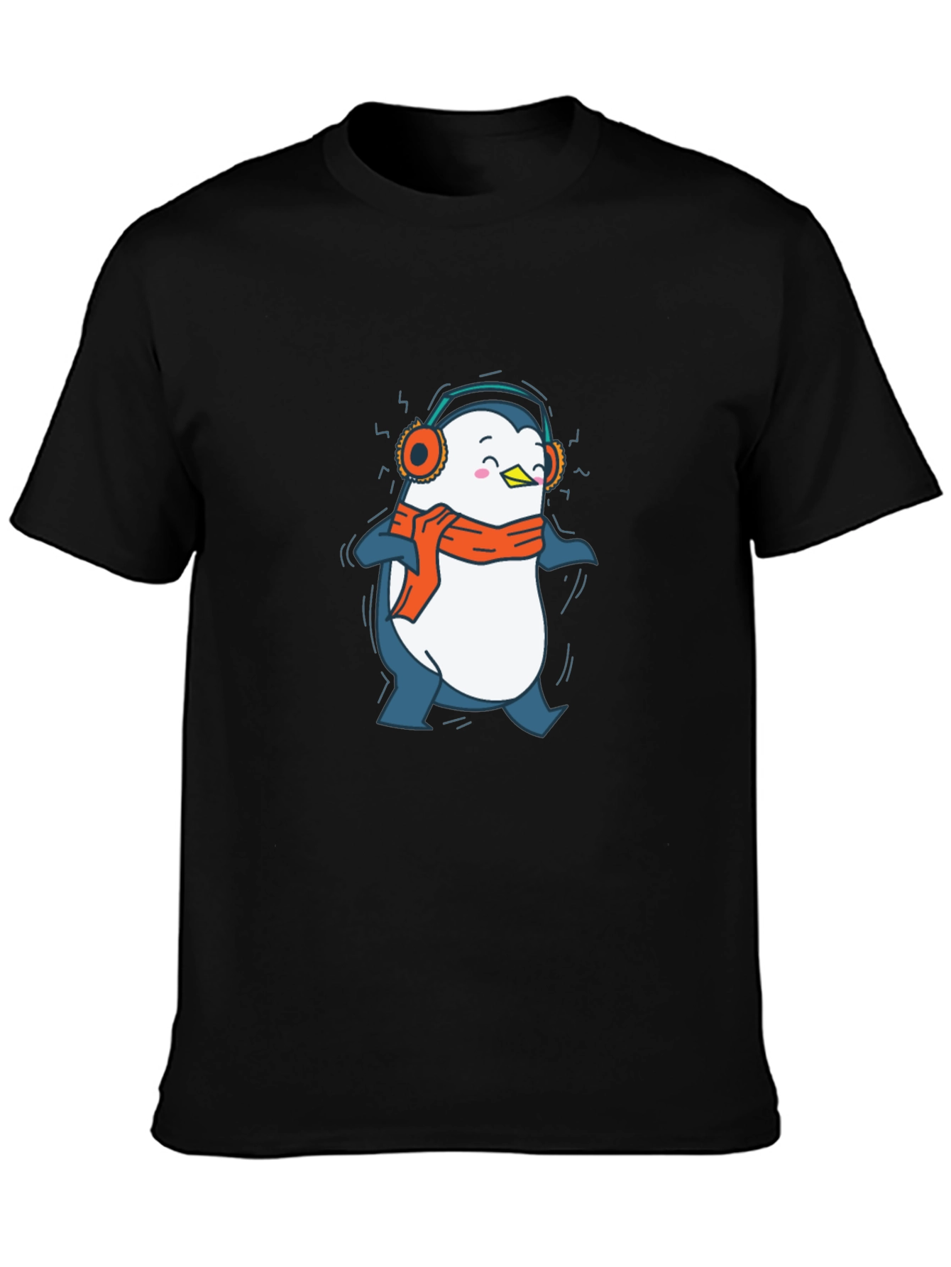 Penguin Headphones Graphic Tee - Black