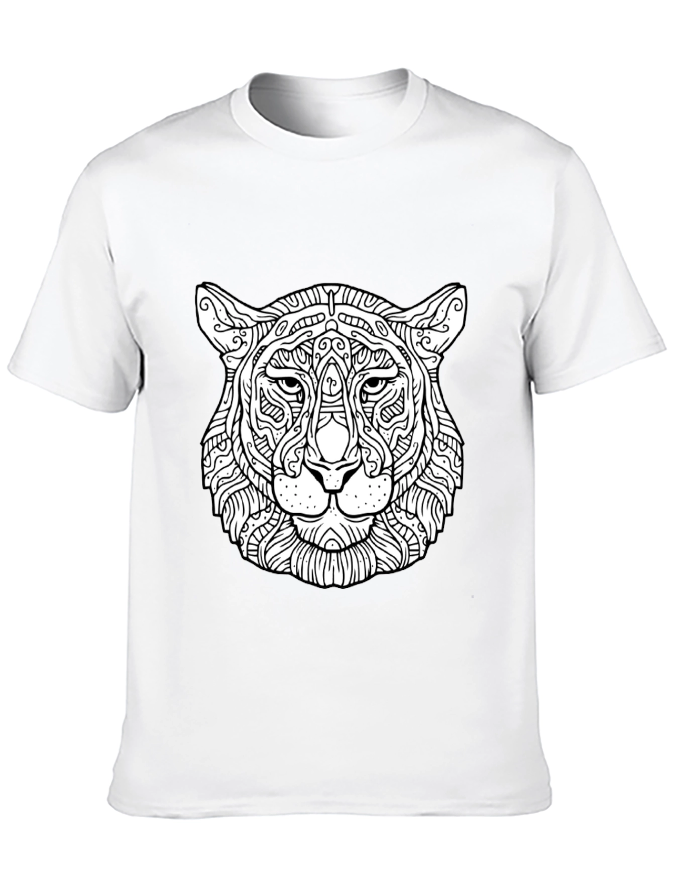 Abstract Tiger Head Graphic Black T-Shirt