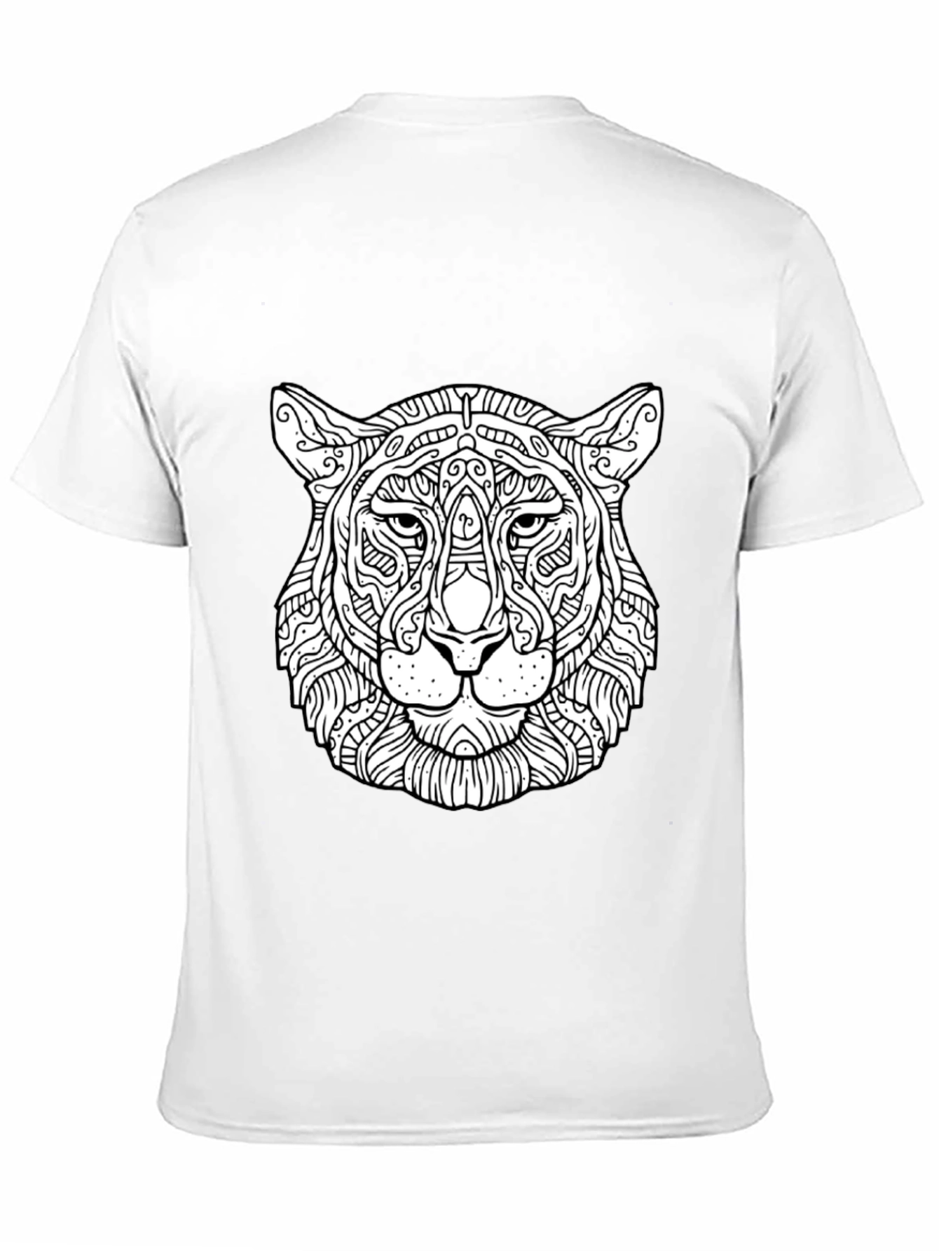 Abstract Tiger Head Graphic Black T-Shirt