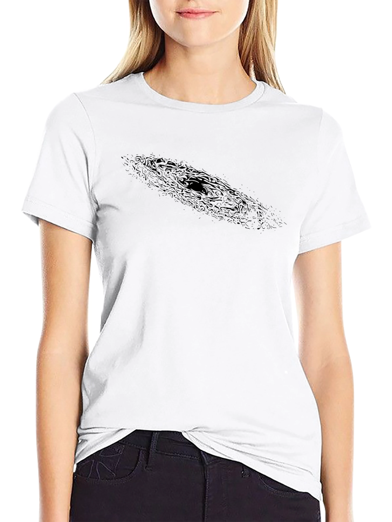 Mens Black Graphic Tee - Spiral Galaxy Design