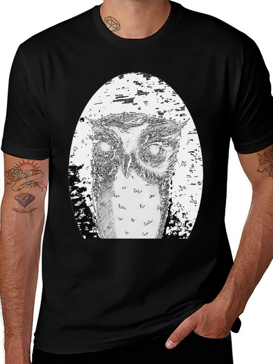 Owl Graphic Tee - Unique Hand Drawn Design