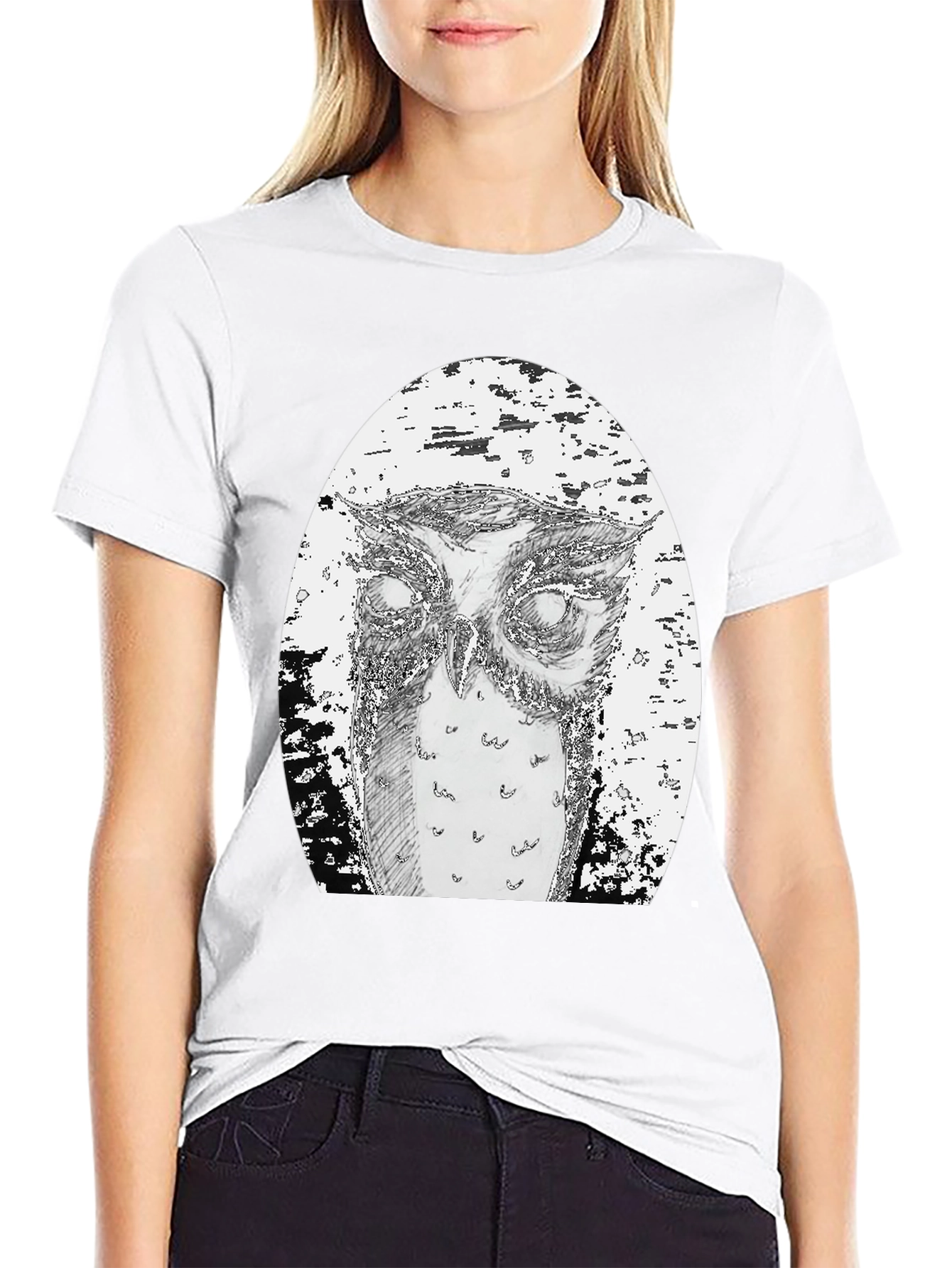 Owl Graphic Tee - Unique Hand Drawn Design