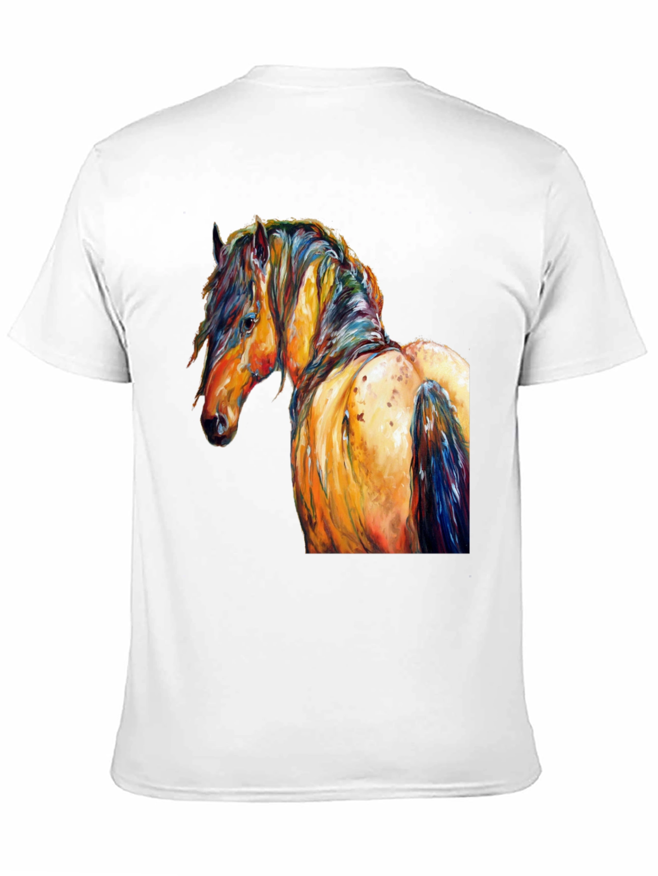 Vibrant Horse Art Print Black T-Shirt