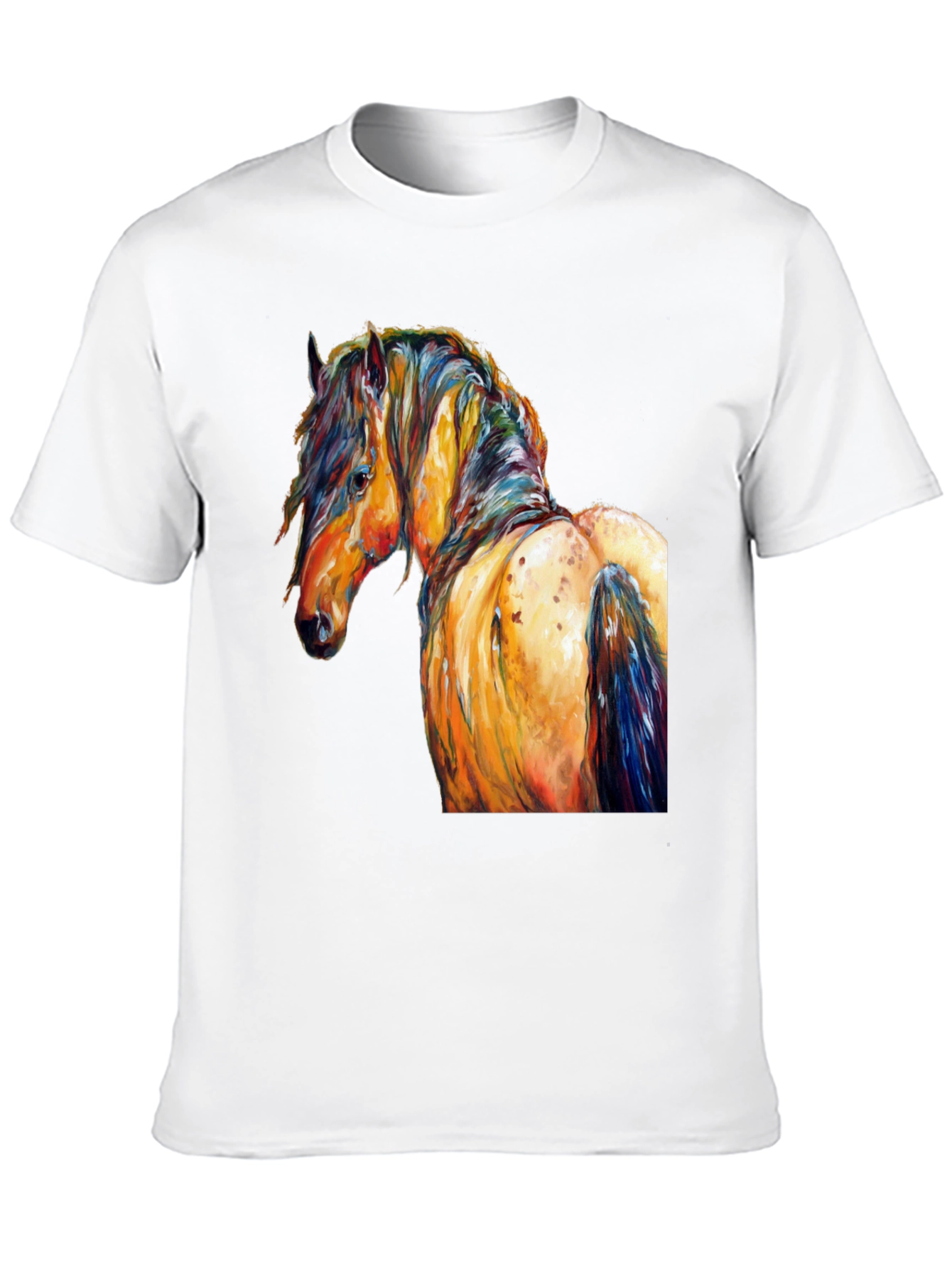 Vibrant Horse Art Print Black T-Shirt