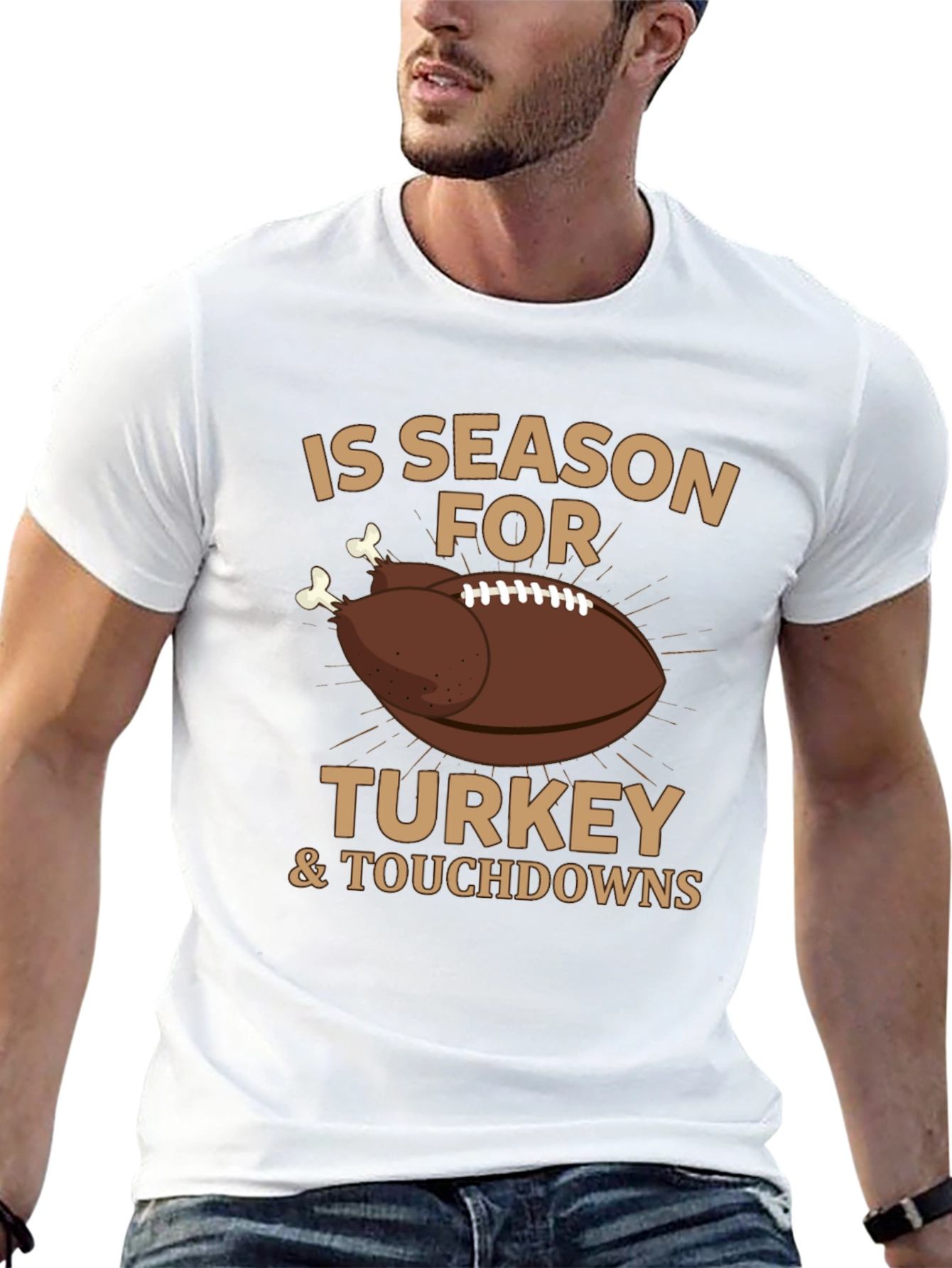 Thanksgiving Football T-Shirt - Turkey & Touchdowns