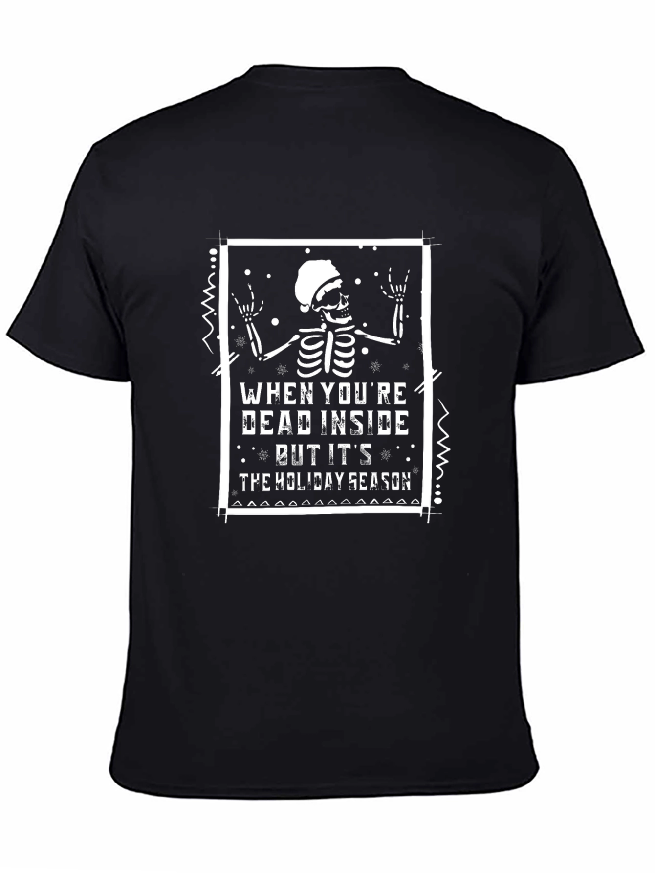 Holiday Skeleton Graphic T-Shirt - Unisex Black Tee