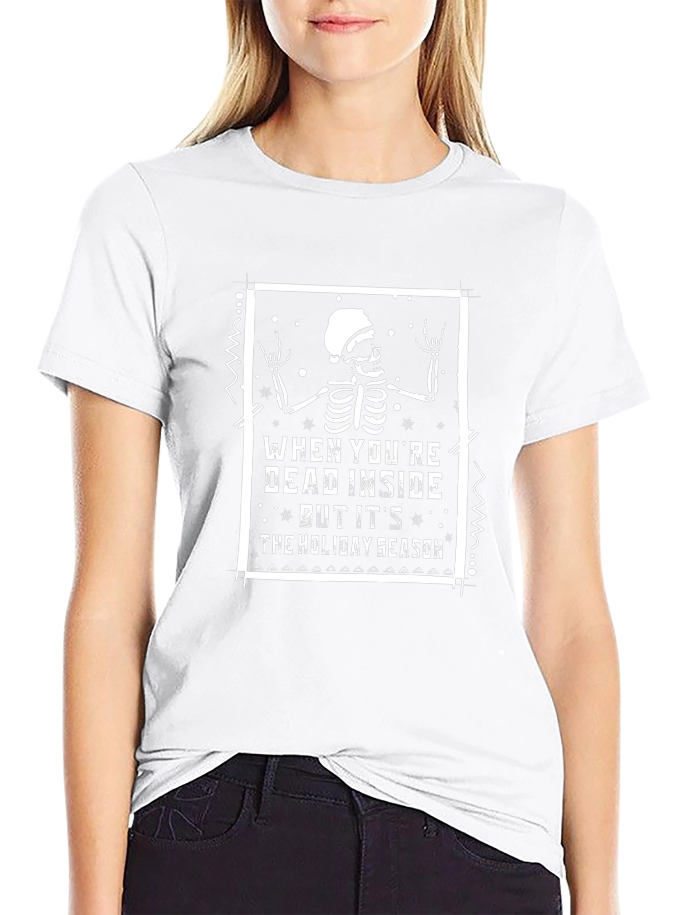 Holiday Skeleton Graphic T-Shirt - Unisex Black Tee