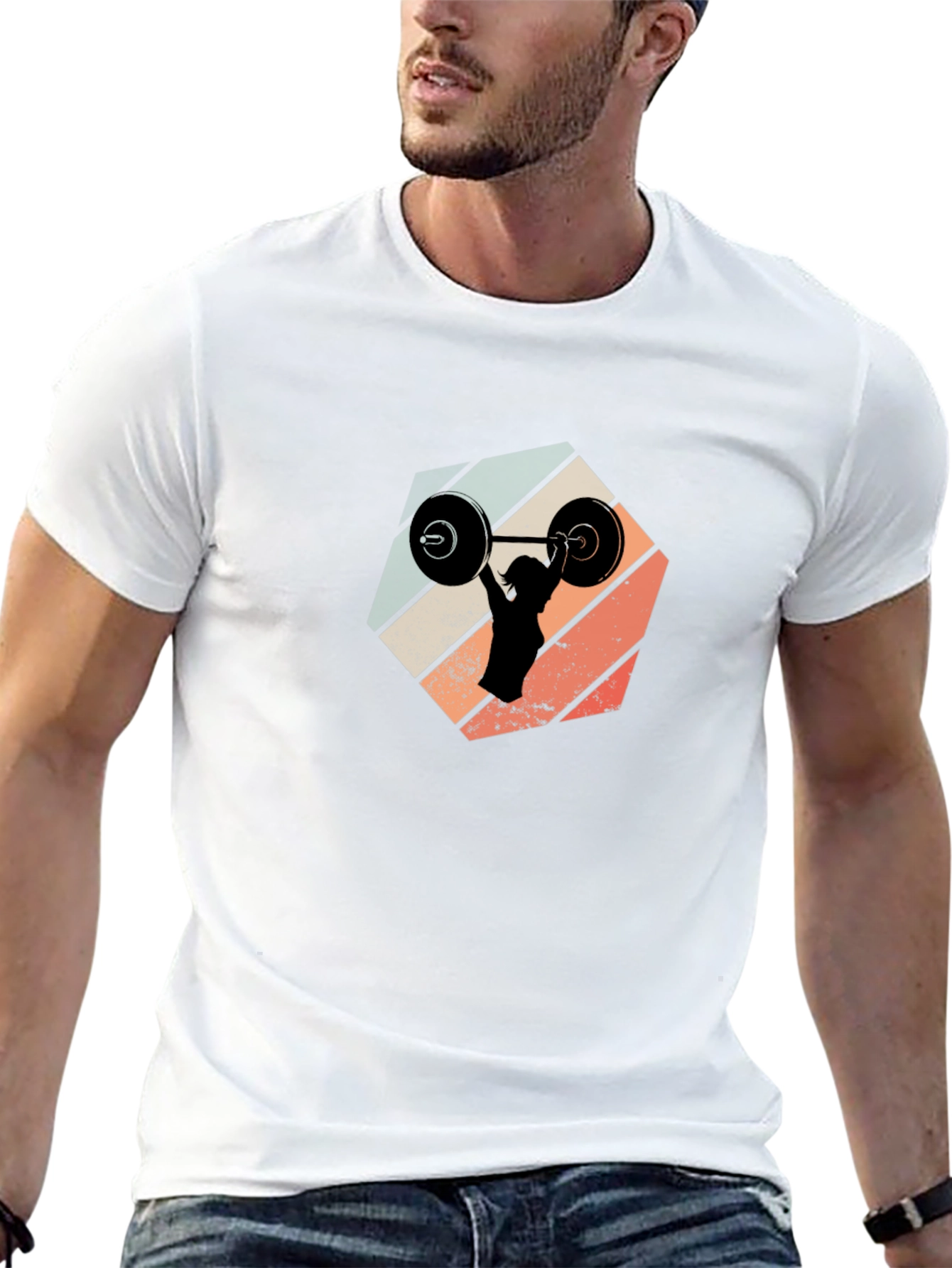 Weightlifting Silhouette Graphic Tee - Black