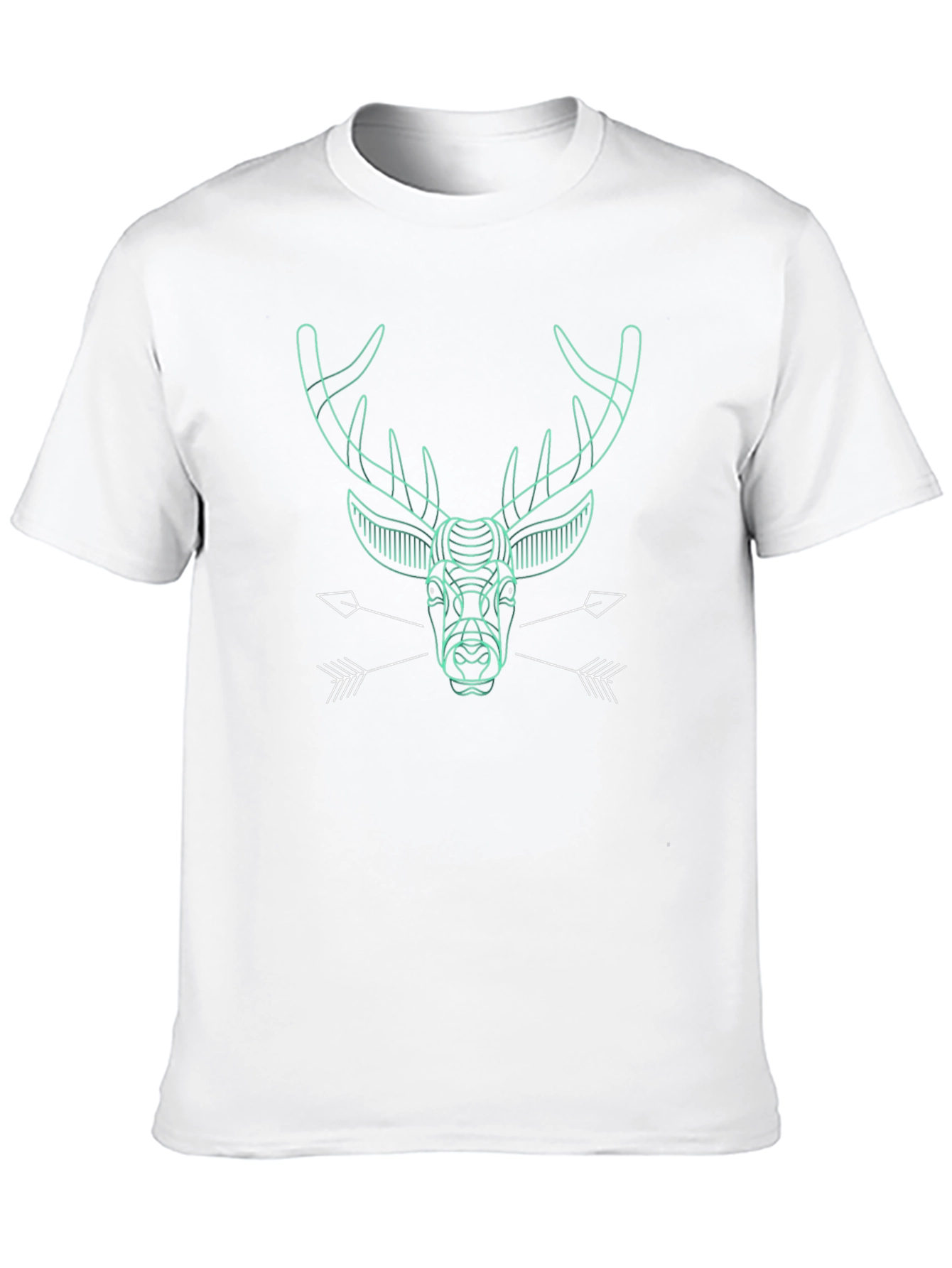 Geometric Deer Graphic Print Black T-Shirt