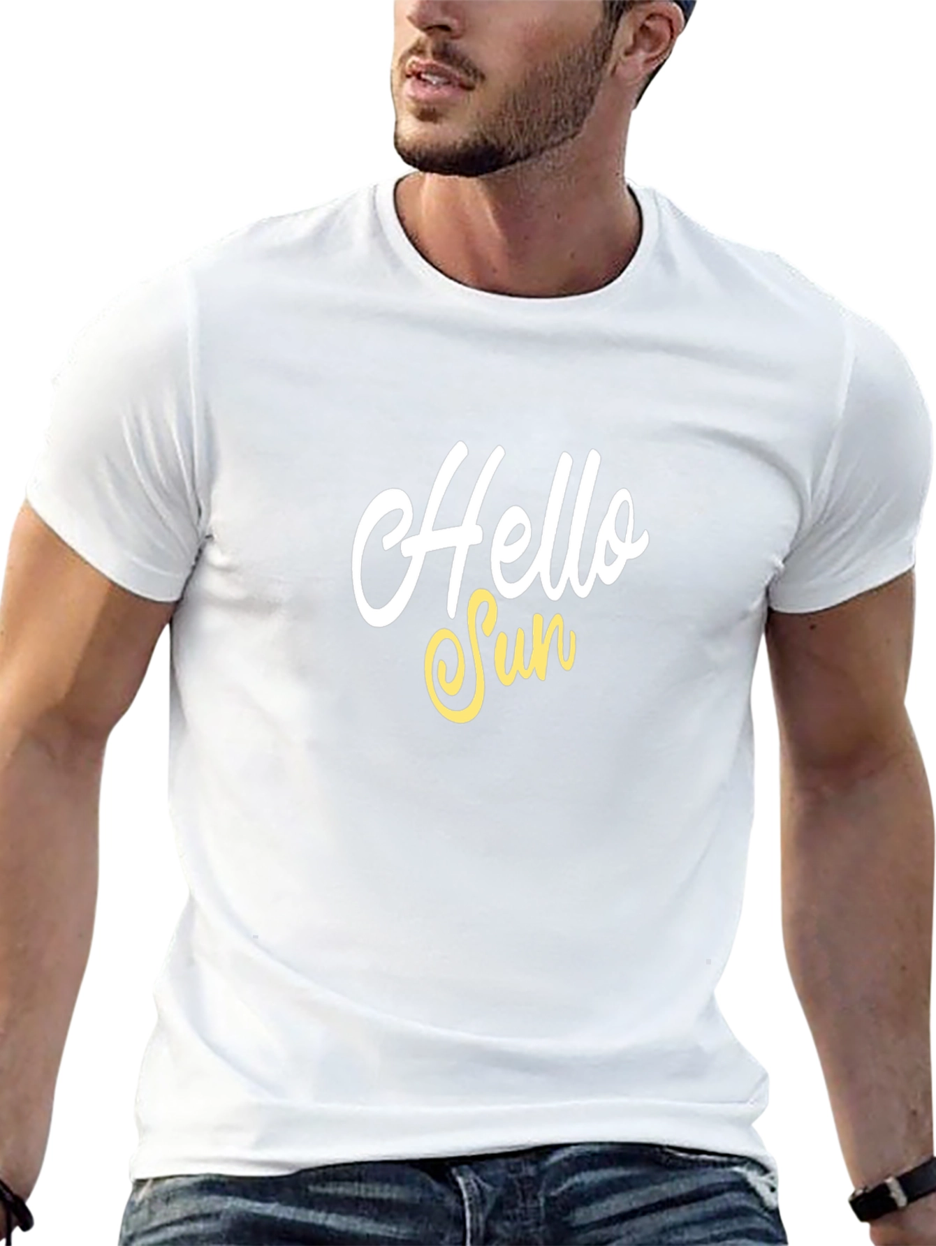 Hello Sun Graphic T-Shirt - Black Cotton Blend Tee