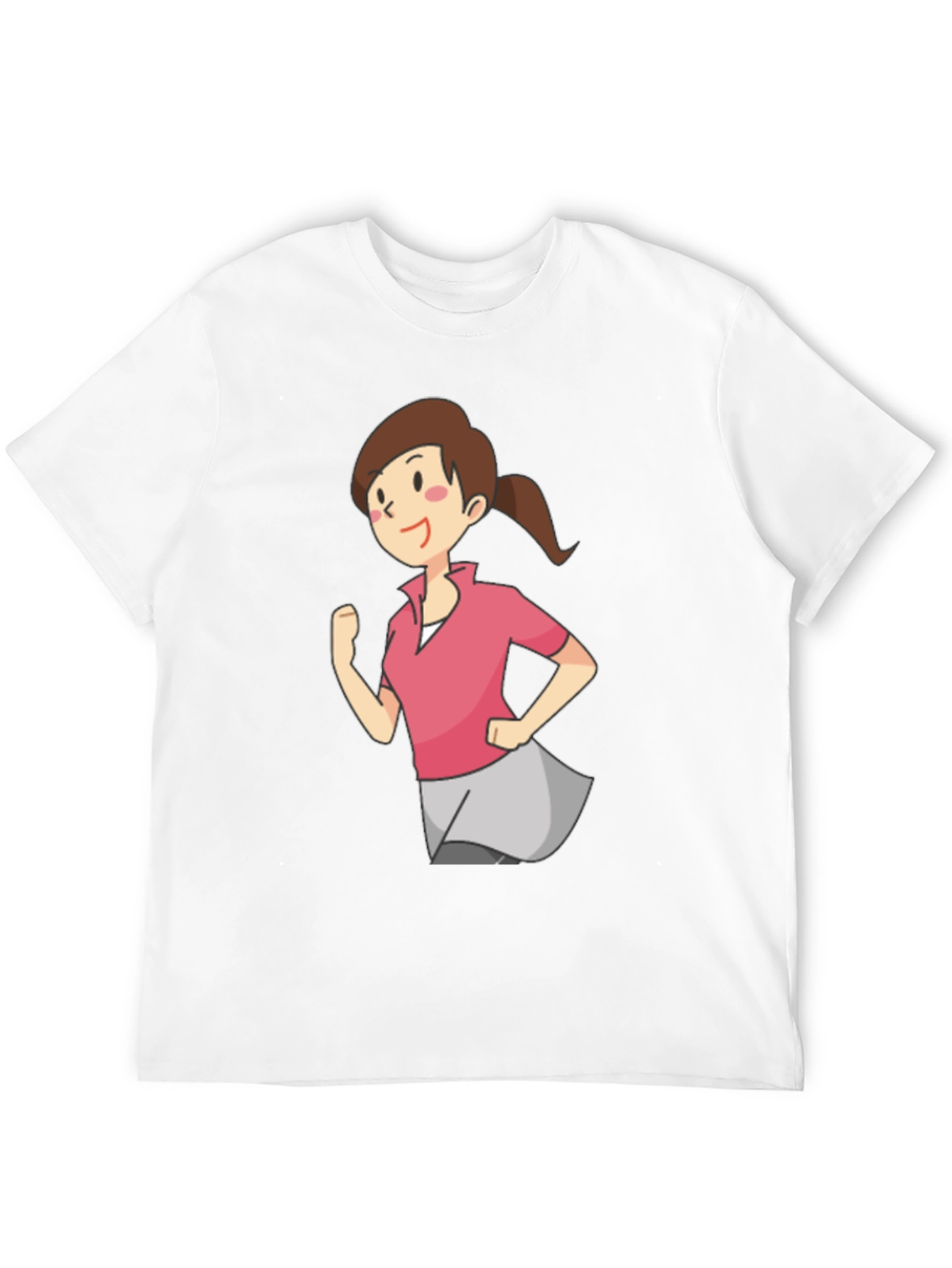 Cartoon Girl Running Black T-Shirt