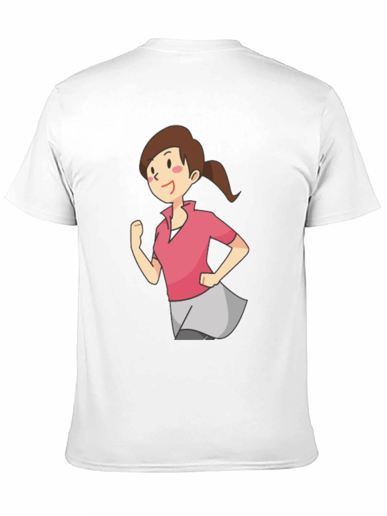 Cartoon Girl Running Black T-Shirt