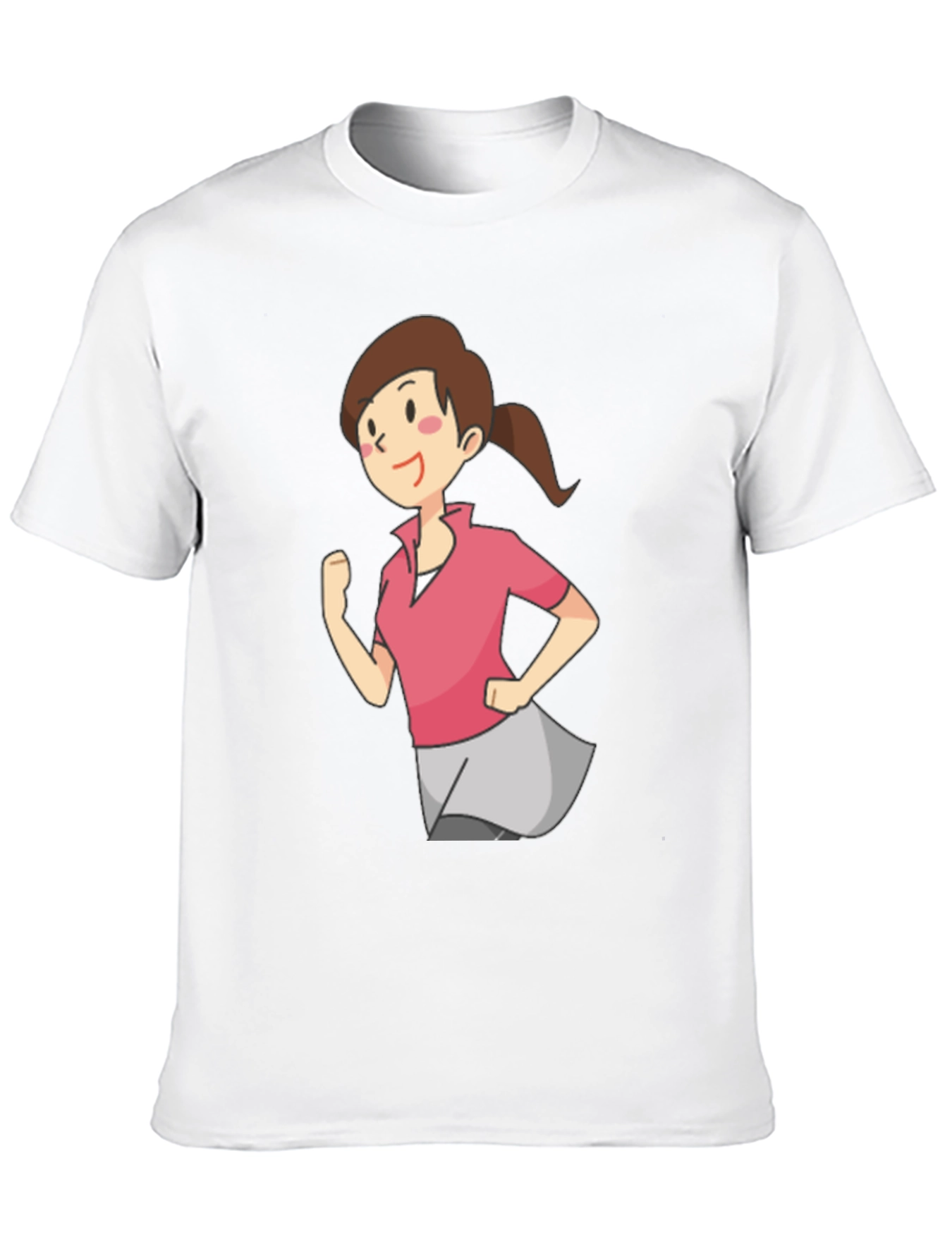 Cartoon Girl Running Black T-Shirt