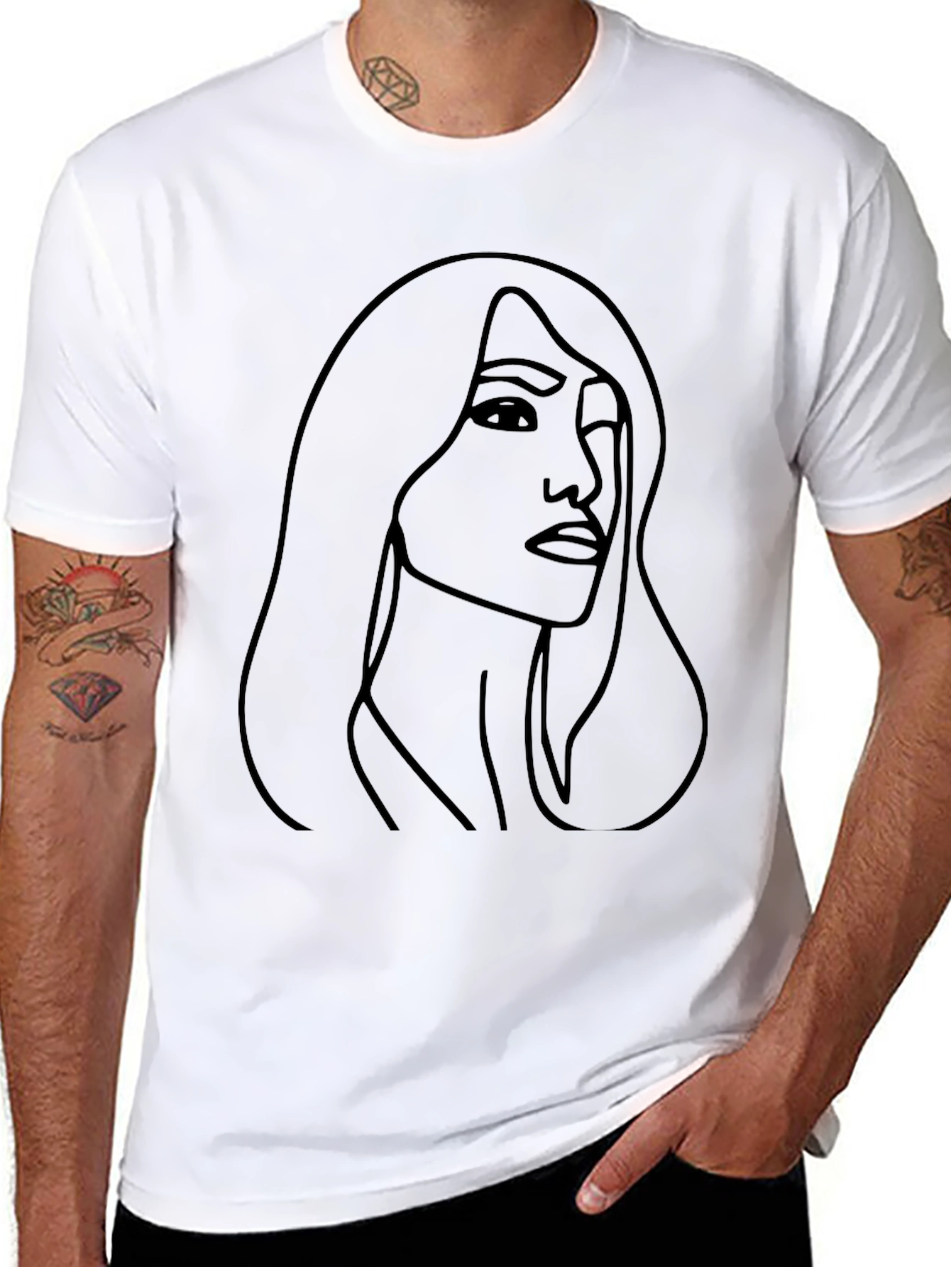 Minimalist Woman Line Art T-Shirt