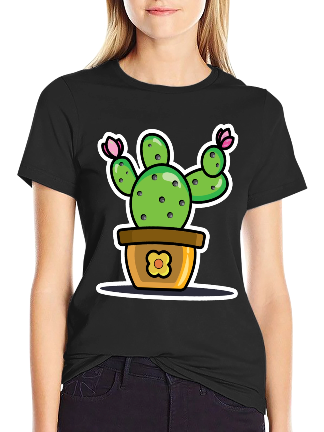 Cactus Potted Plant Cartoon Graphic Tee