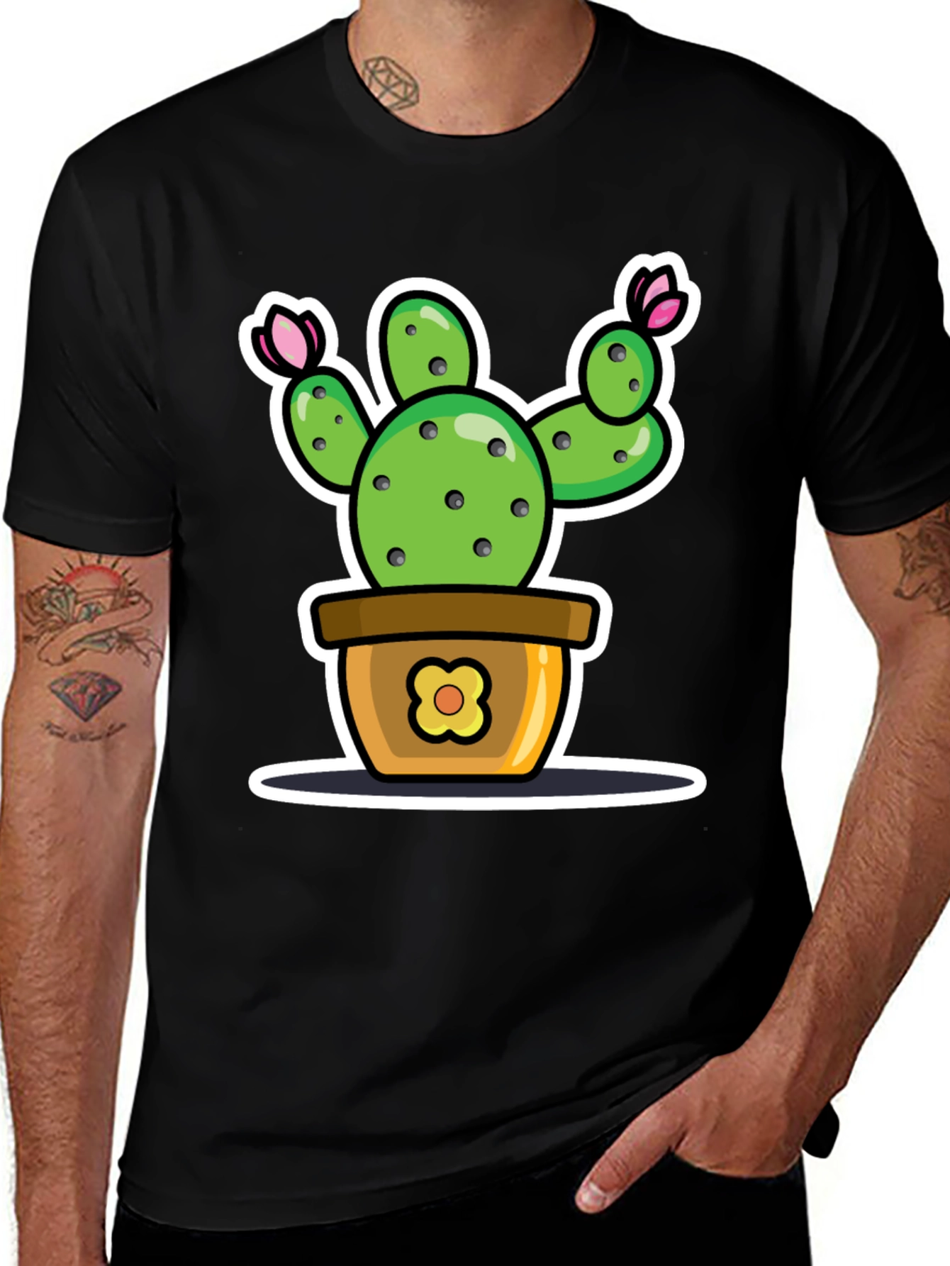 Cactus Potted Plant Cartoon Graphic Tee