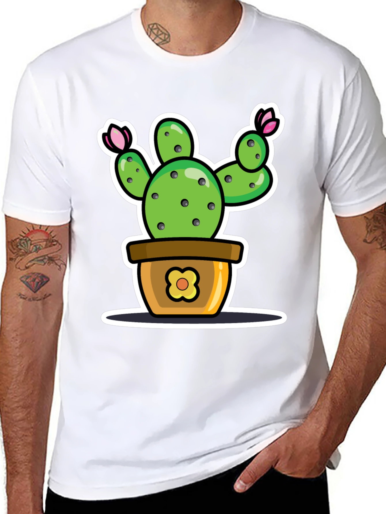 Cactus Potted Plant Cartoon Graphic Tee