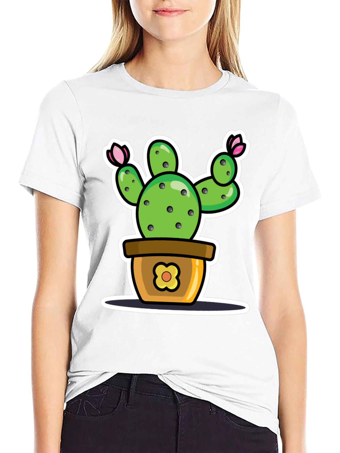 Cactus Potted Plant Cartoon Graphic Tee