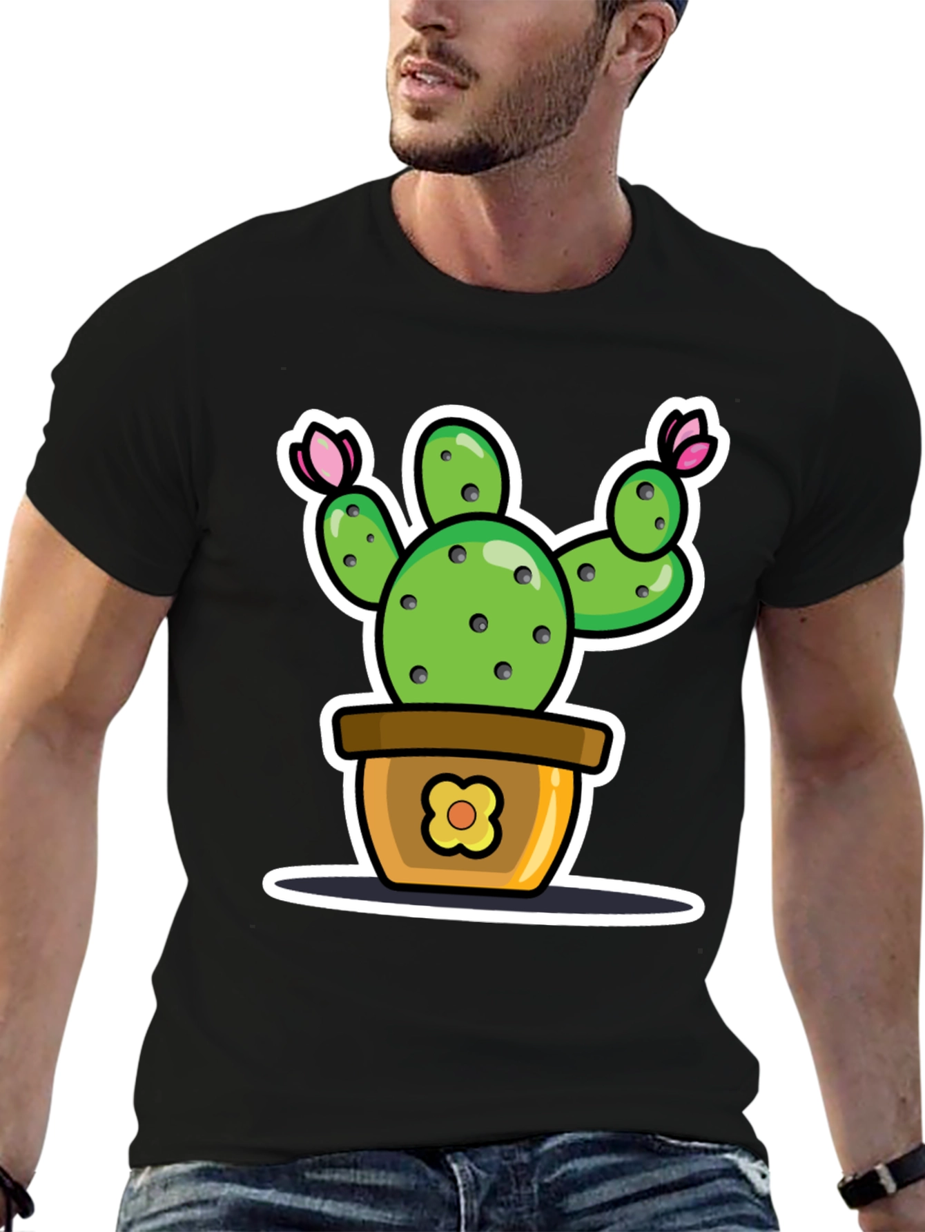 Cactus Potted Plant Cartoon Graphic Tee