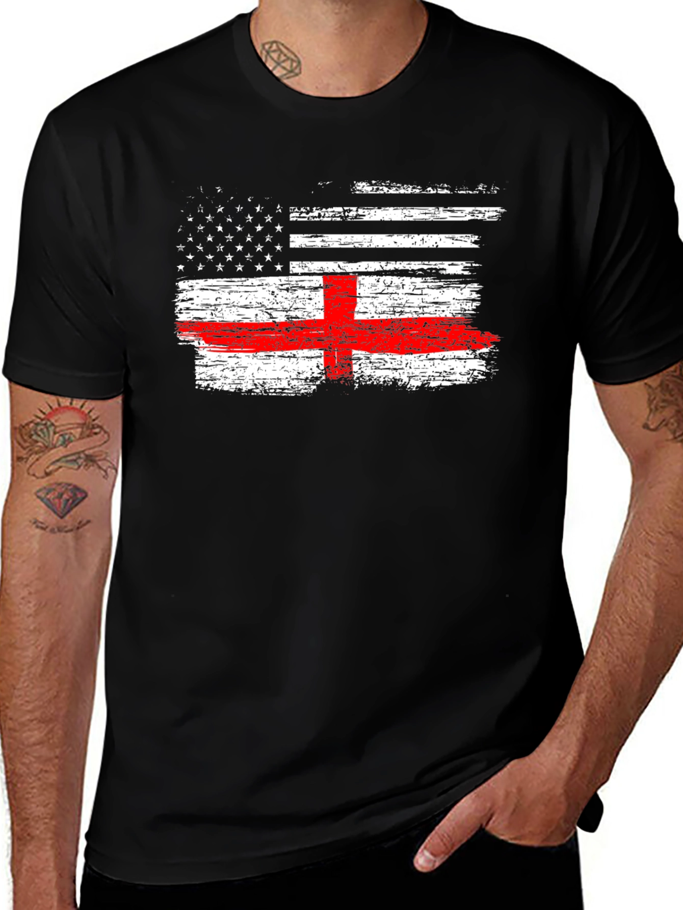 USA England Flag Graphic Tee