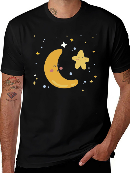 Cute Moon & Star Graphic T-Shirt