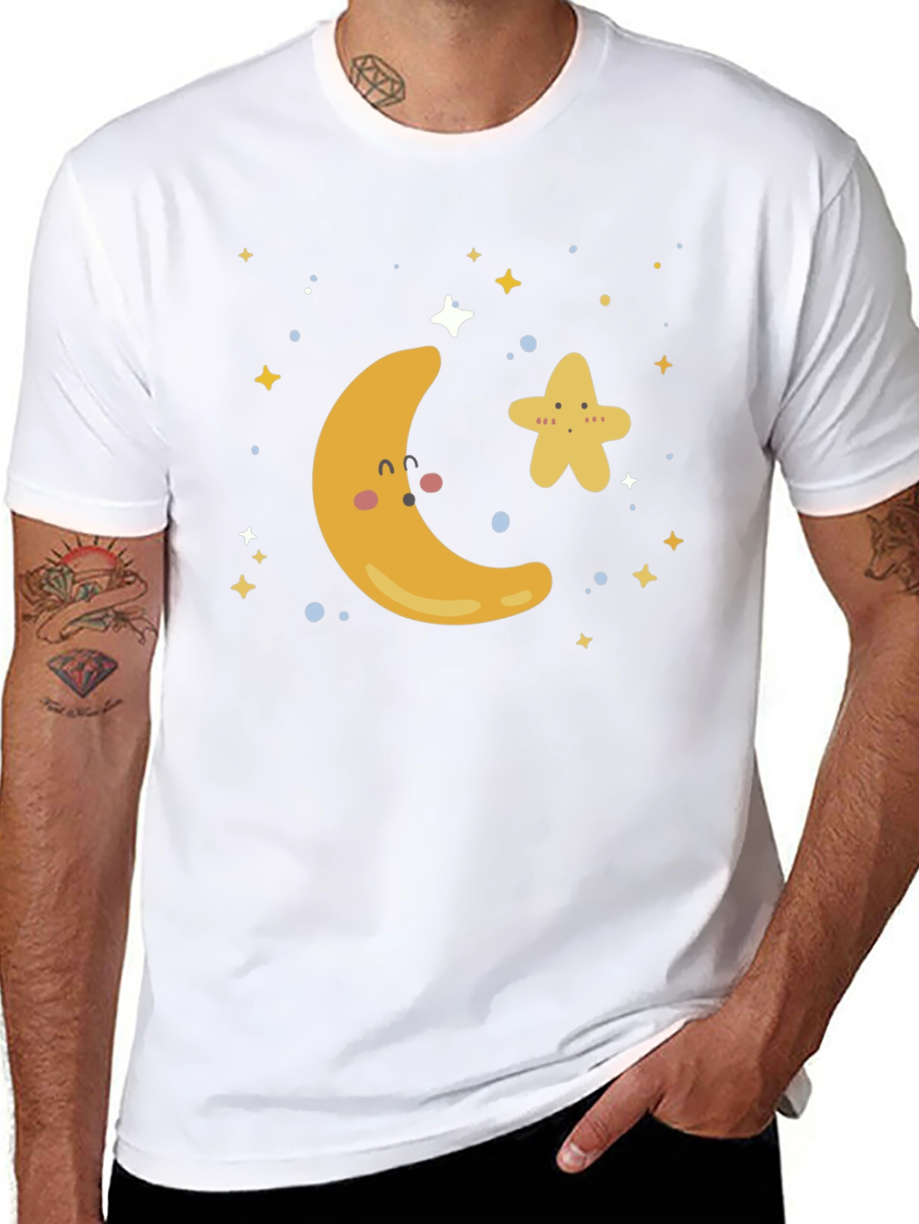 Cute Moon & Star Graphic T-Shirt