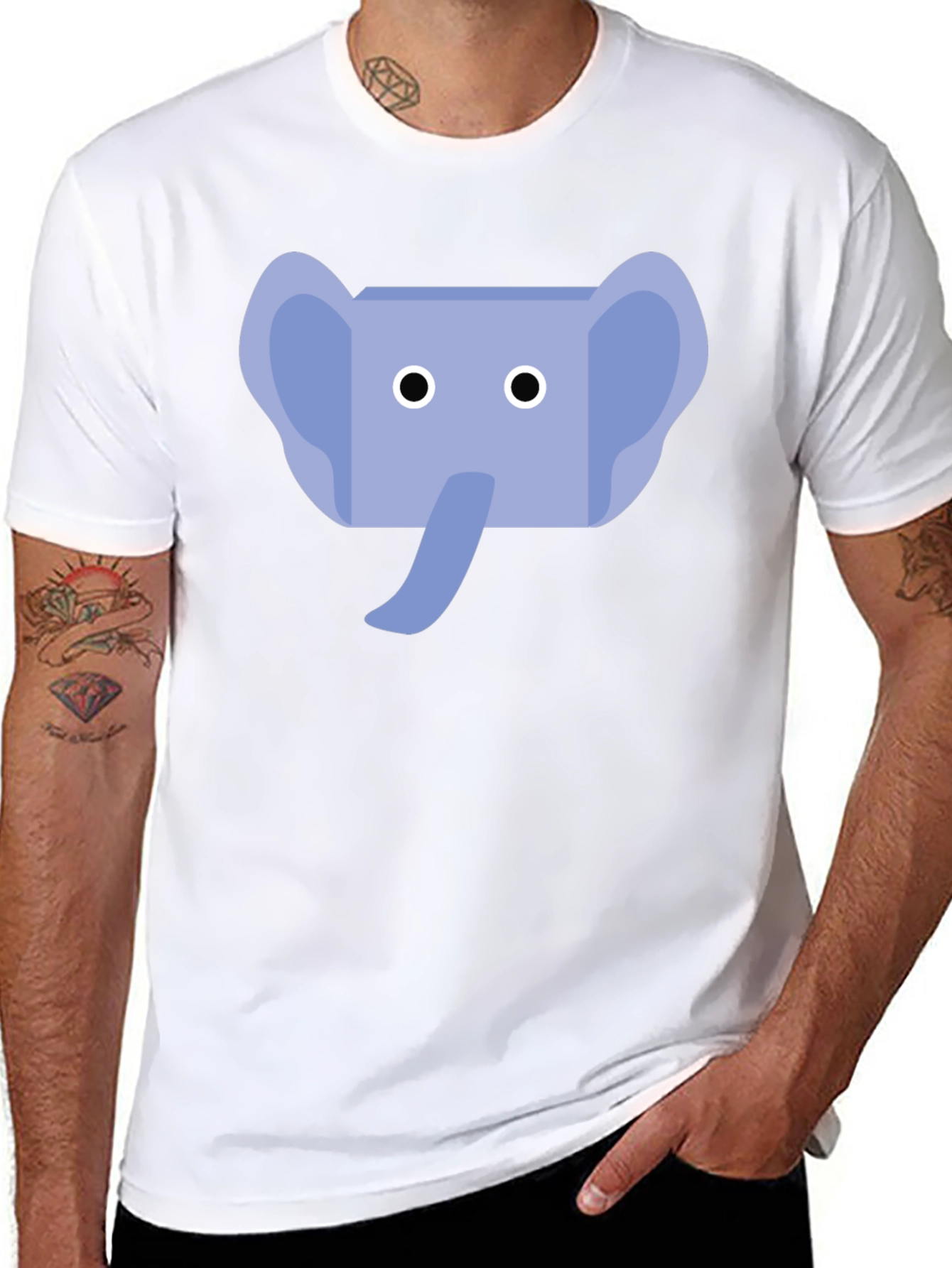 Elephant Graphic Tee - Black Cotton Shirt