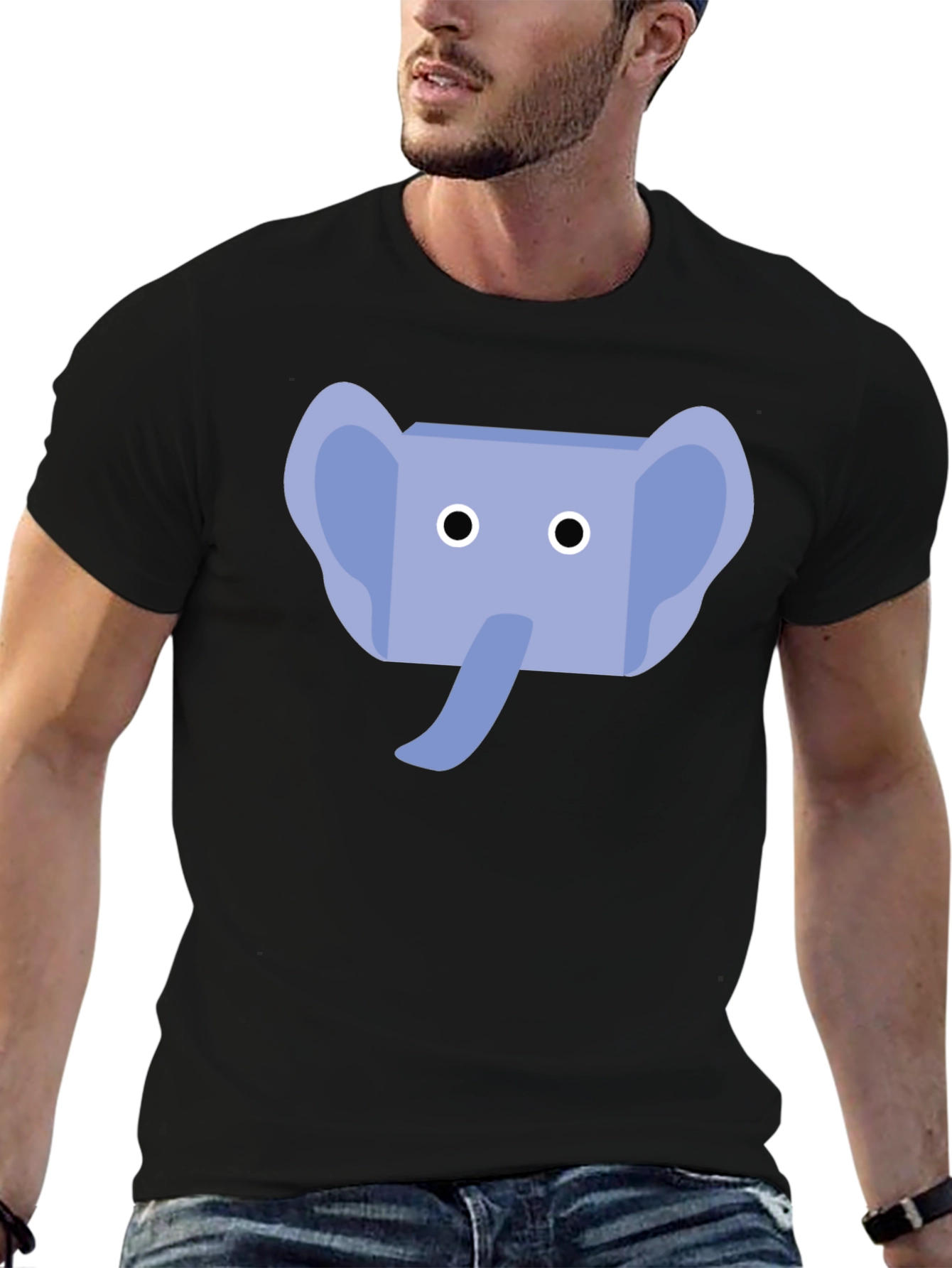 Elephant Graphic Tee - Black Cotton Shirt