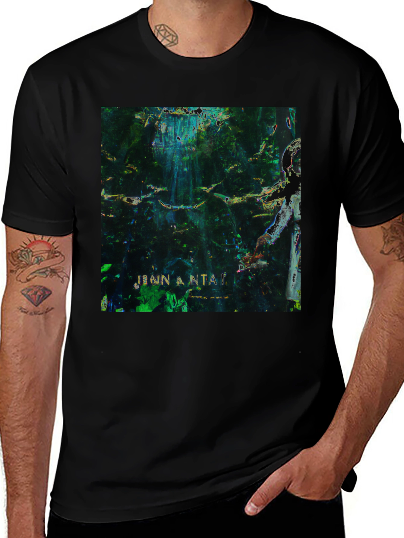 Abstract Art Graphic Print Black T-Shirt