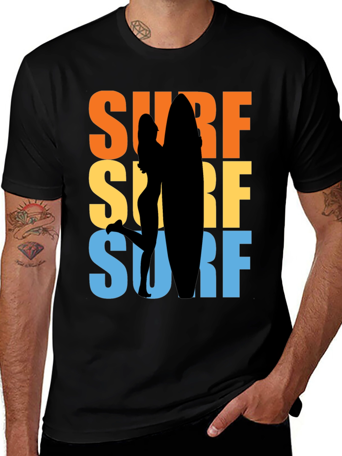 Retro Surfboard Graphic T-Shirt - Beach Vibes