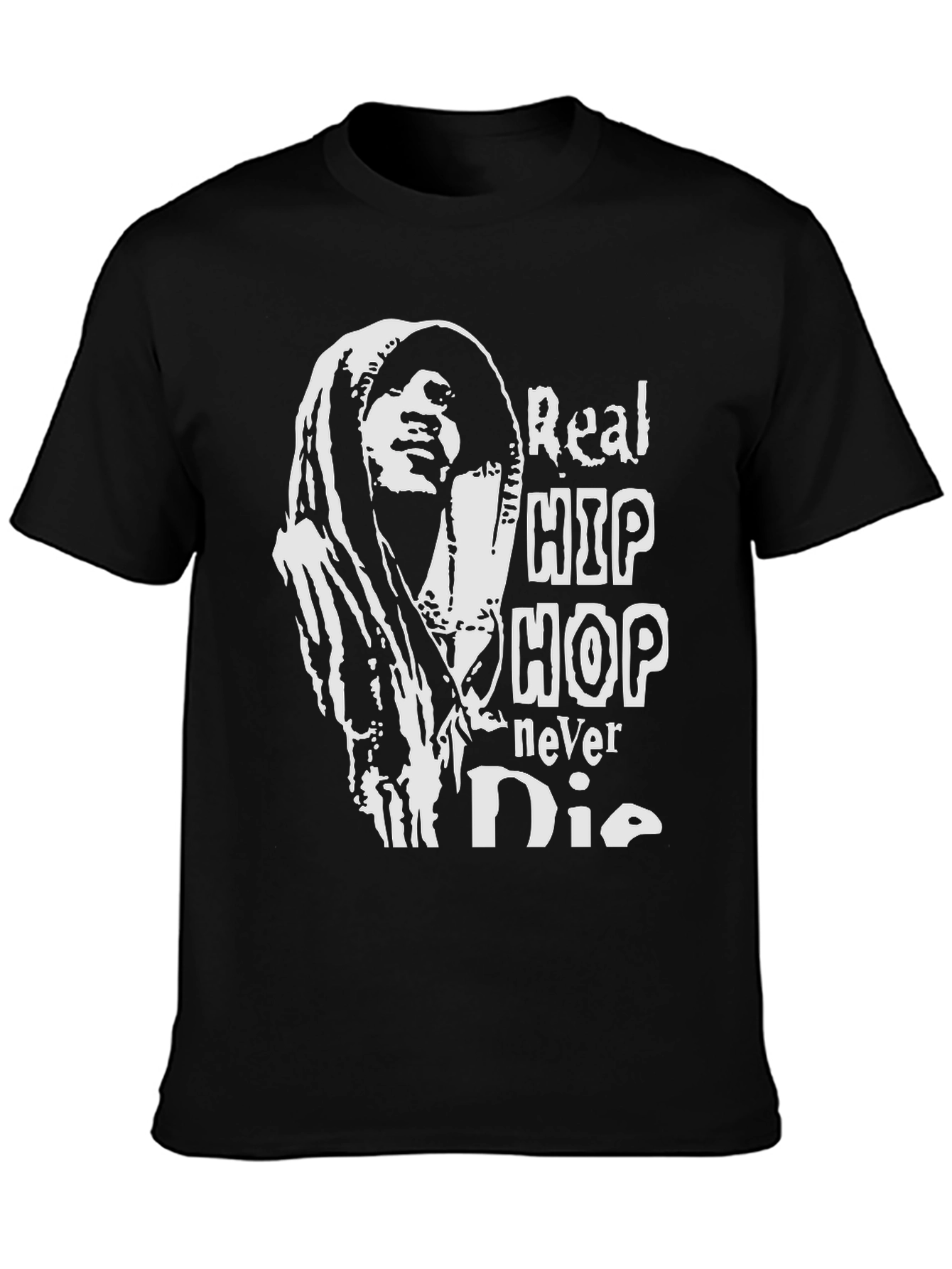 Real Hip Hop Never Die Black Graphic Tee