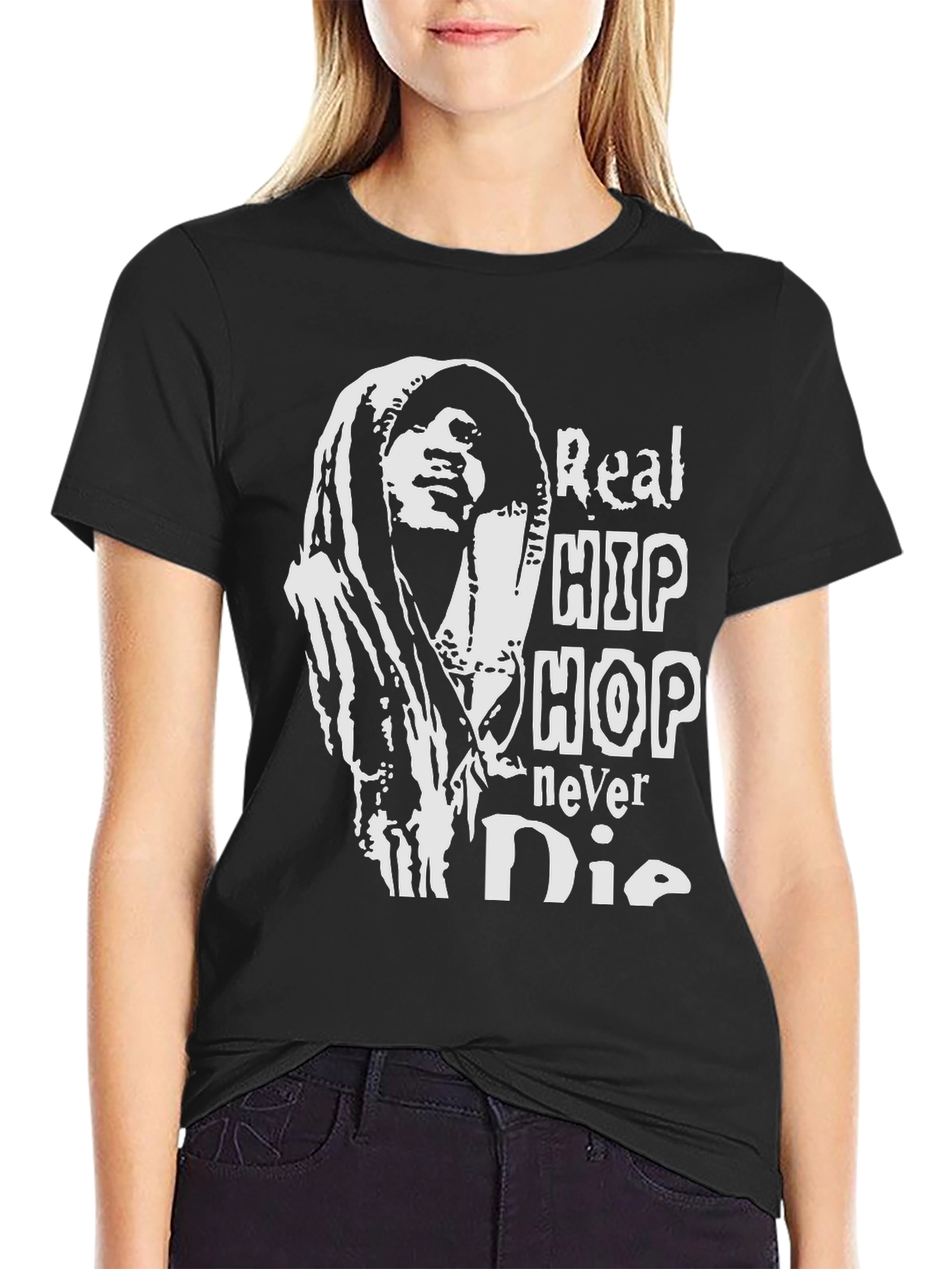 Real Hip Hop Never Die Black Graphic Tee