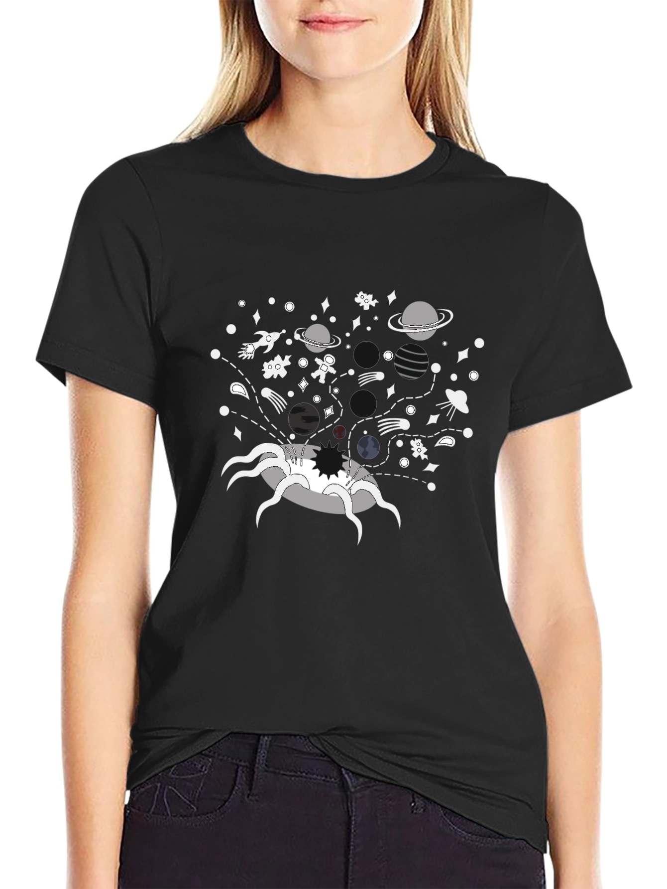 Cosmic Void T-Shirt - Black Cotton Graphic Tee