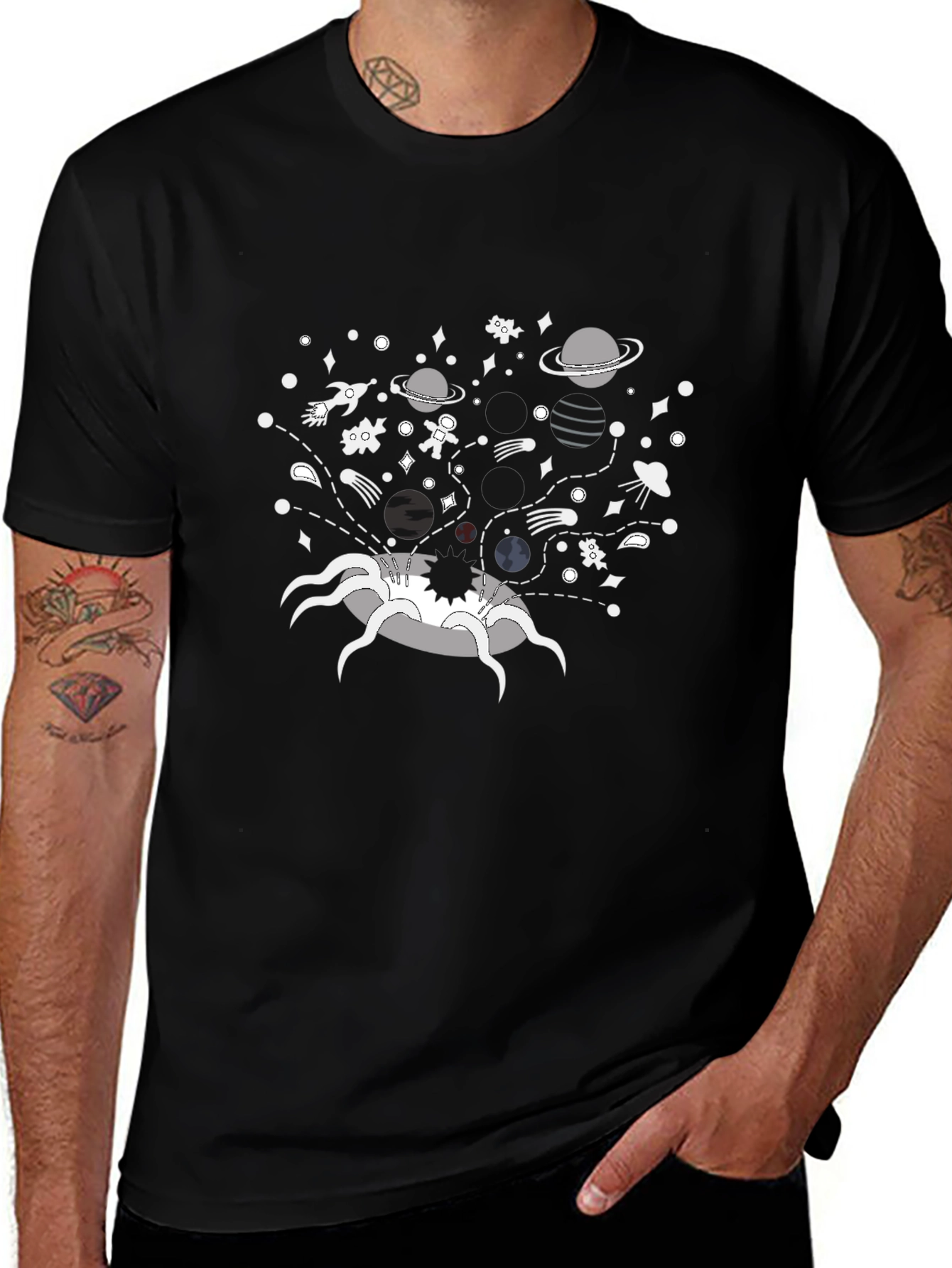 Cosmic Void T-Shirt - Black Cotton Graphic Tee