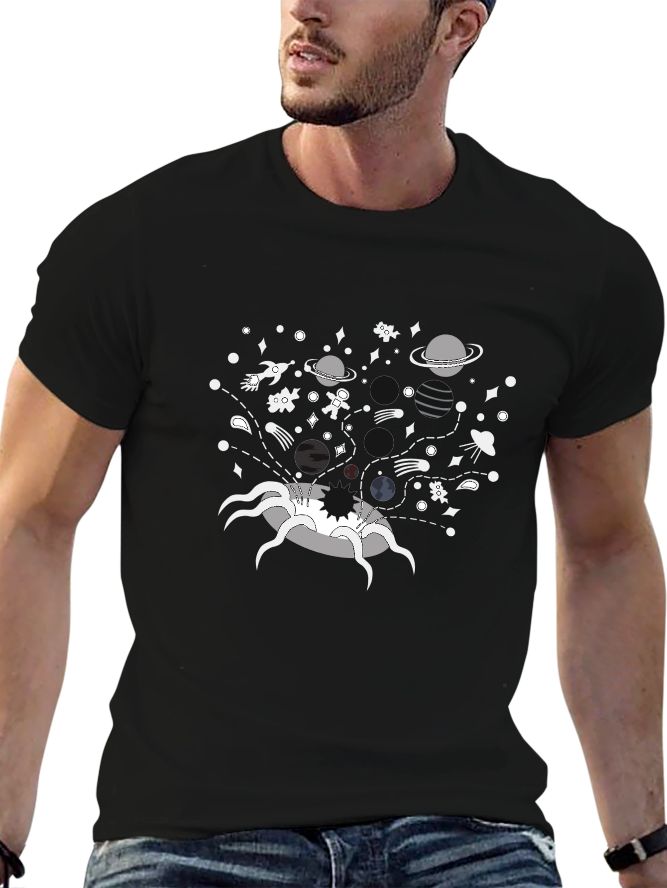 Cosmic Void T-Shirt - Black Cotton Graphic Tee
