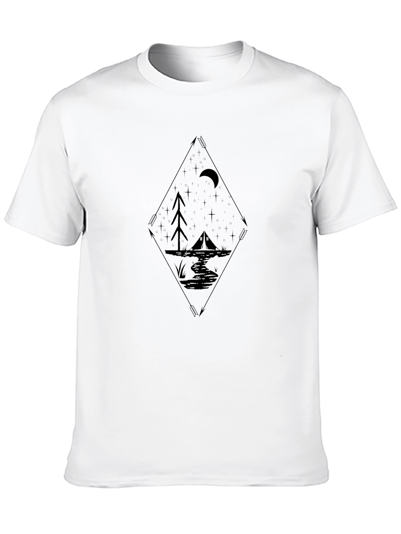 Diamond Night Camp Graphic Tee - Black Cotton