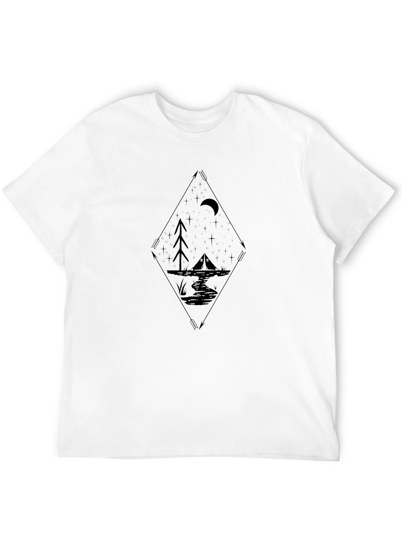 Diamond Night Camp Graphic Tee - Black Cotton