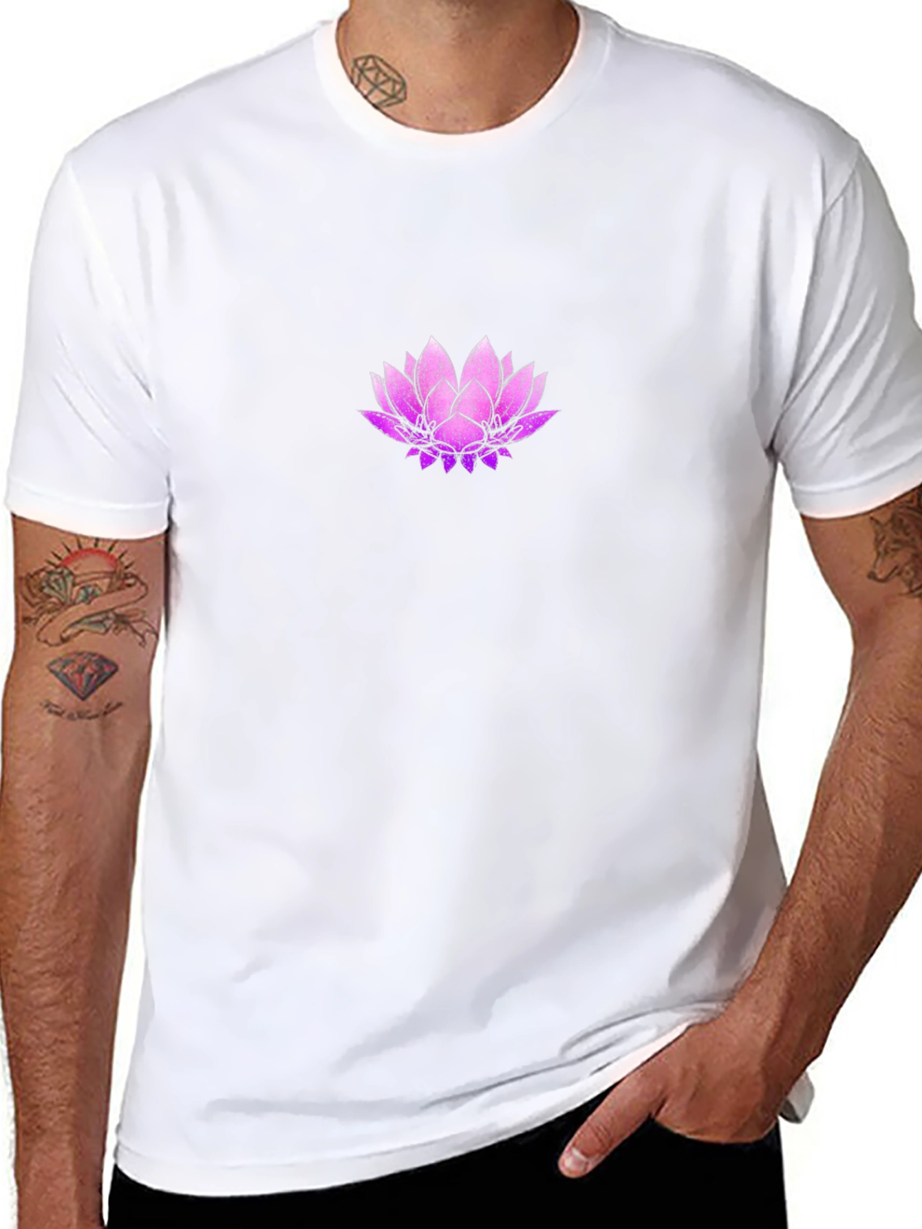 Lotus Flower Graphic Black T-Shirt