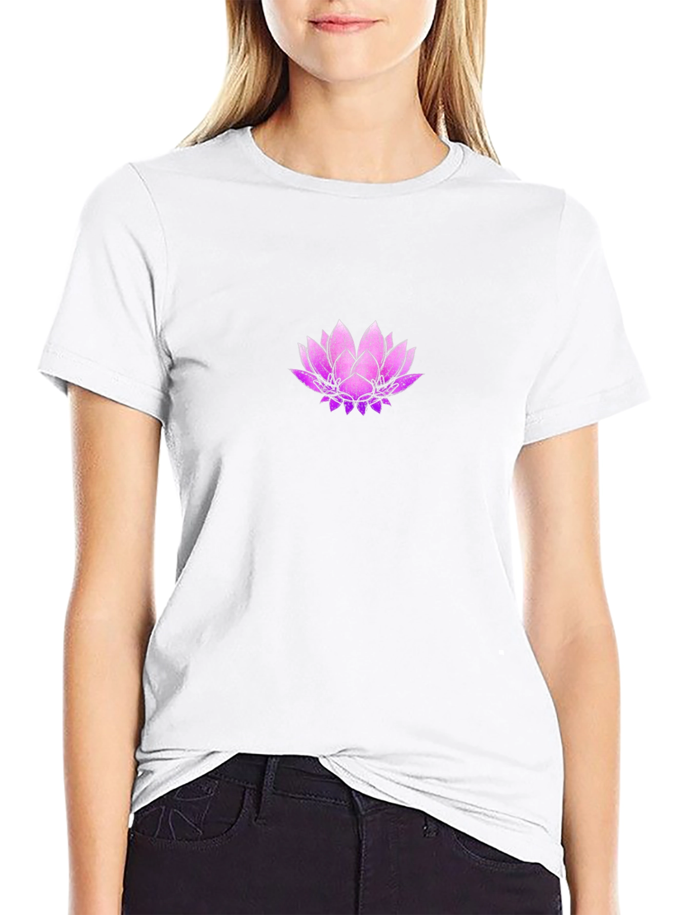 Lotus Flower Graphic Black T-Shirt