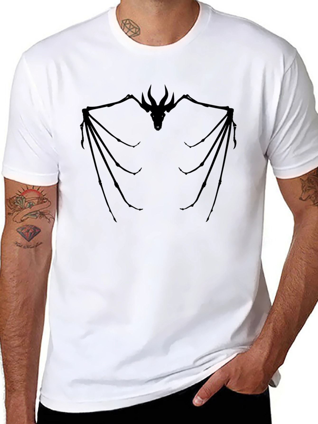 Dragon Skeleton Graphic T-Shirt - Black