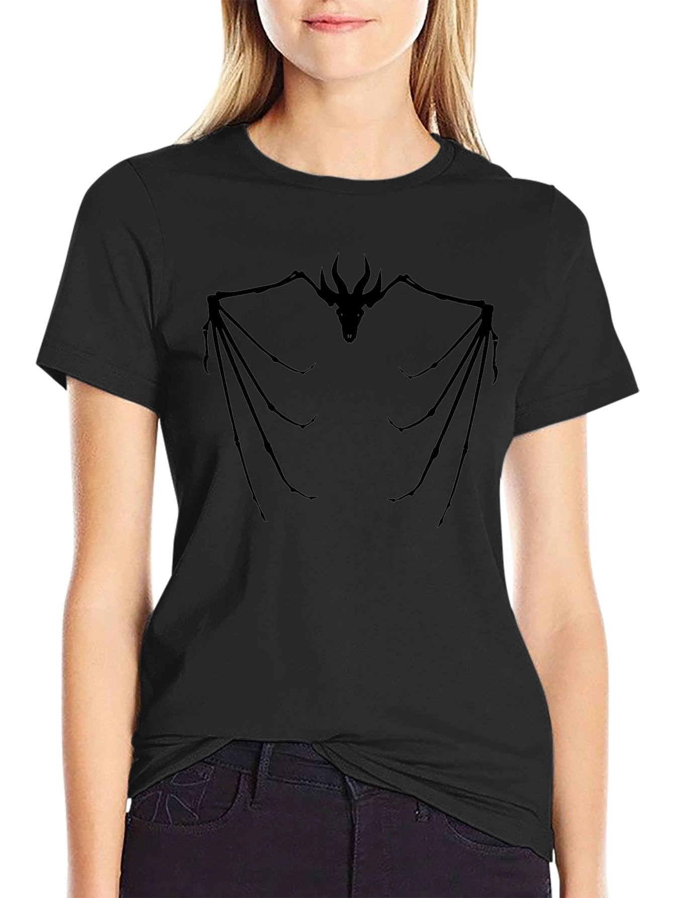 Dragon Skeleton Graphic T-Shirt - Black
