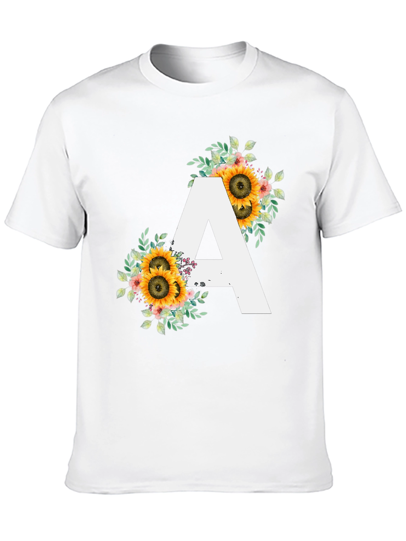 Sunflower Letter A Black T-Shirt